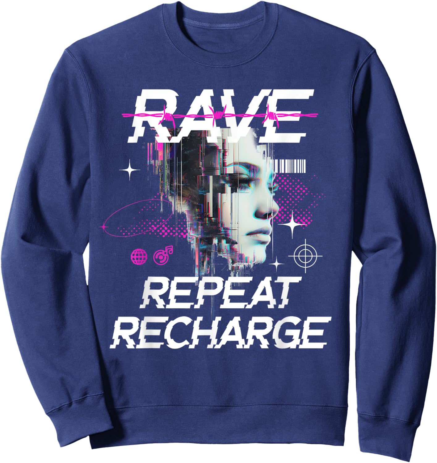 Futuristic Rave Sweatshirt - Sweatshirt | Navy