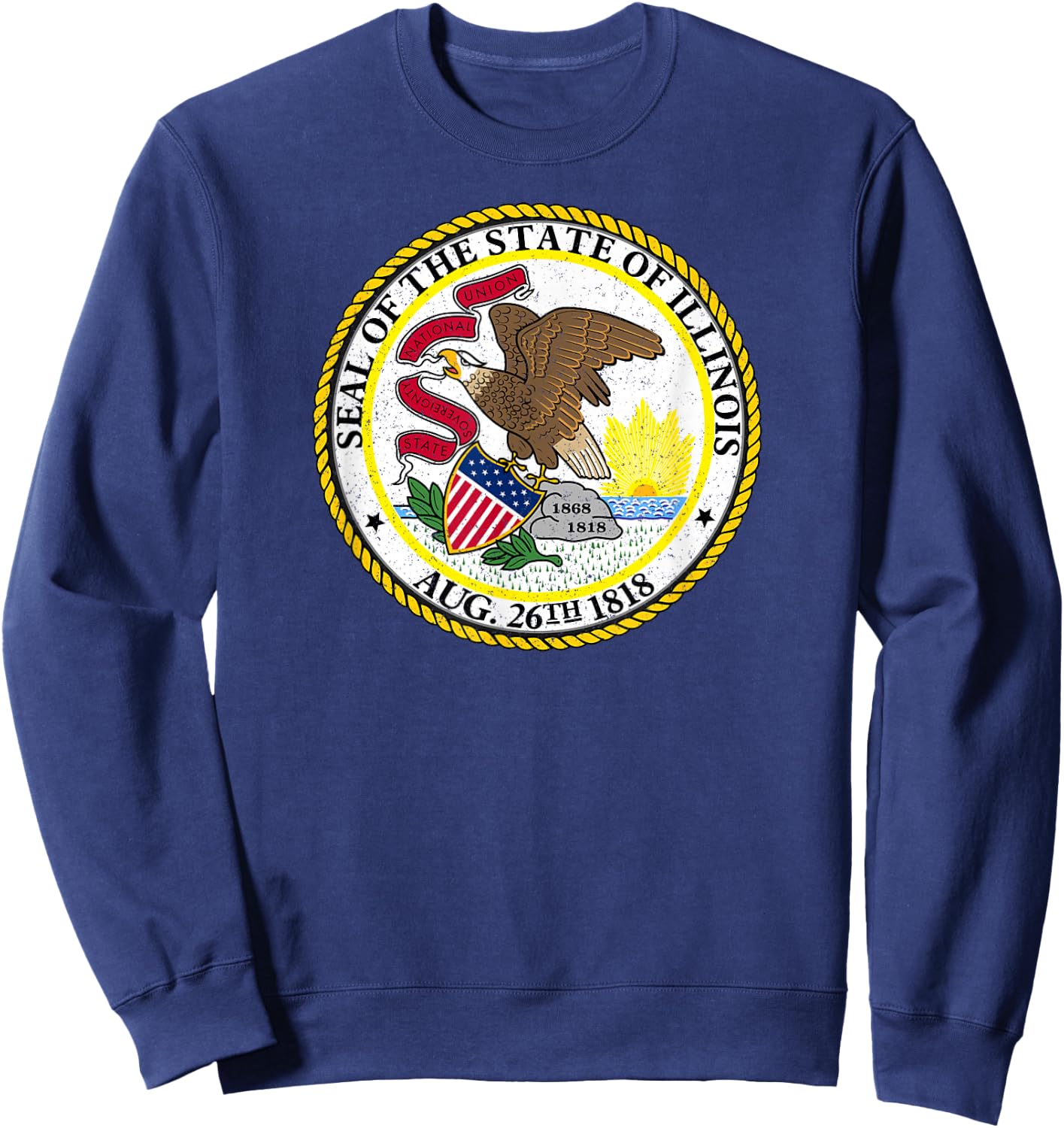 Illinois State Seal Flag Sweatshirt - Sweatshirt | Navy