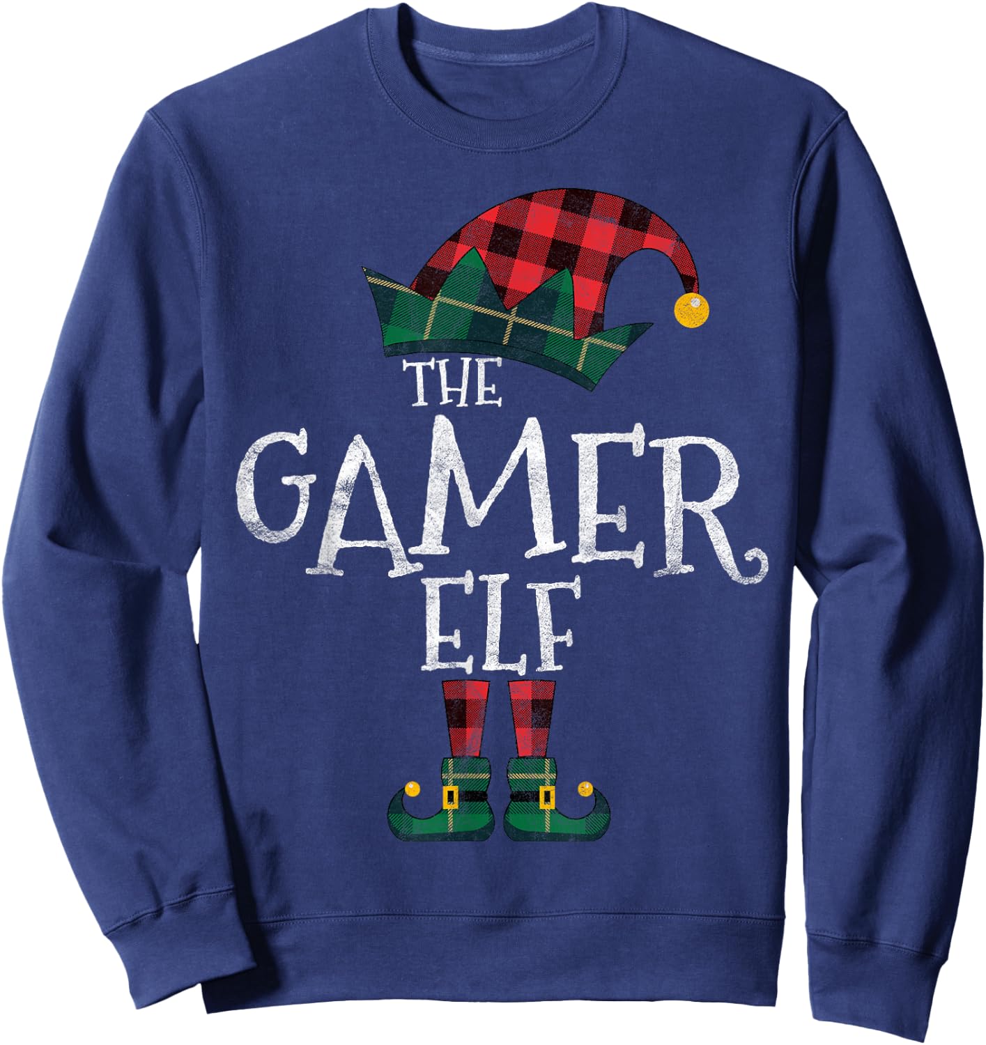 The Gamer Elf Matching Family Group Gift Funny Christmas Sweatshirt - Sweatshirt | Navy