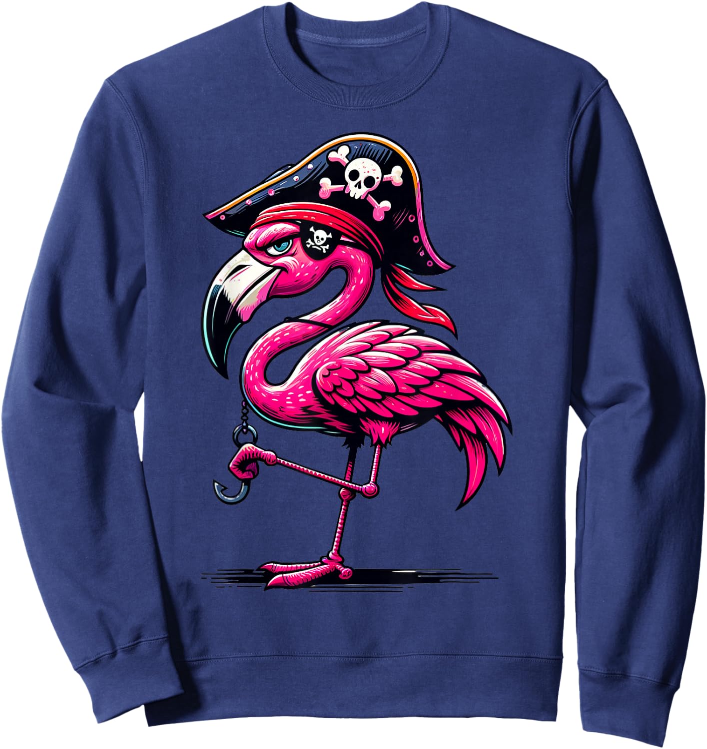 Pirate Pink Flamingo Halloween Party - Jolly Roger Sweatshirt - Sweatshirt | Navy