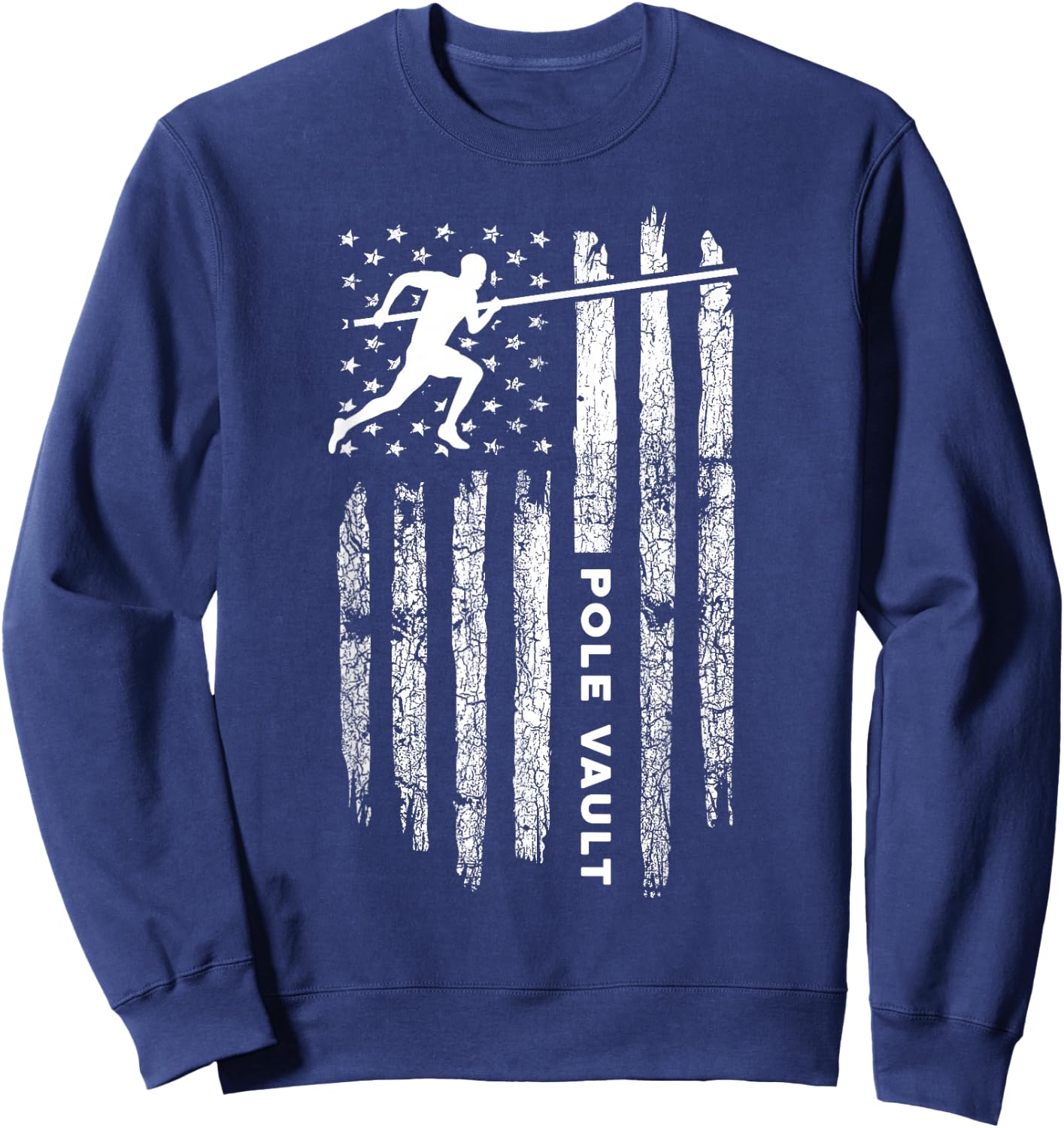 American Flag Pole Vault Apparel - Vintage Pole Vault Sweatshirt - Sweatshirt | Navy