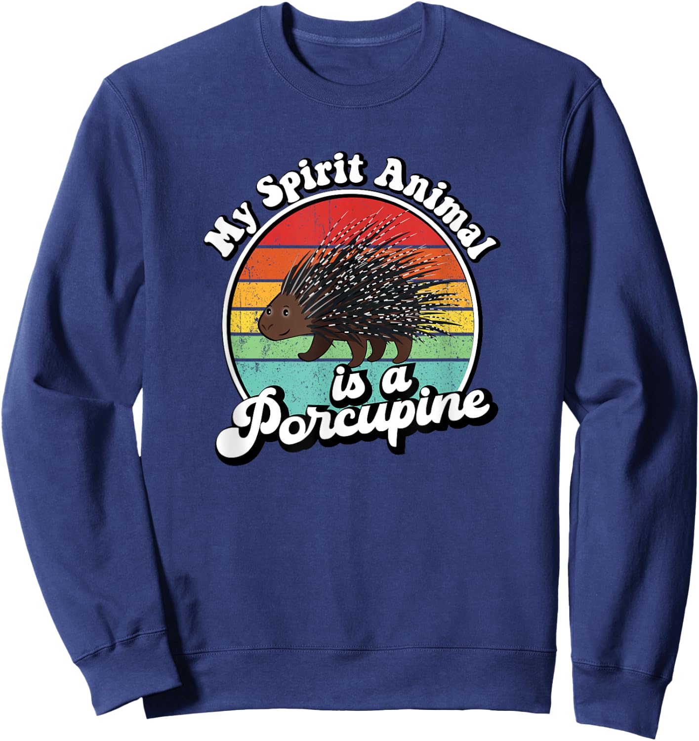 Funny Vintage Retro Spirit Animal Porcupine Lover Sweatshirt - Sweatshirt | Navy
