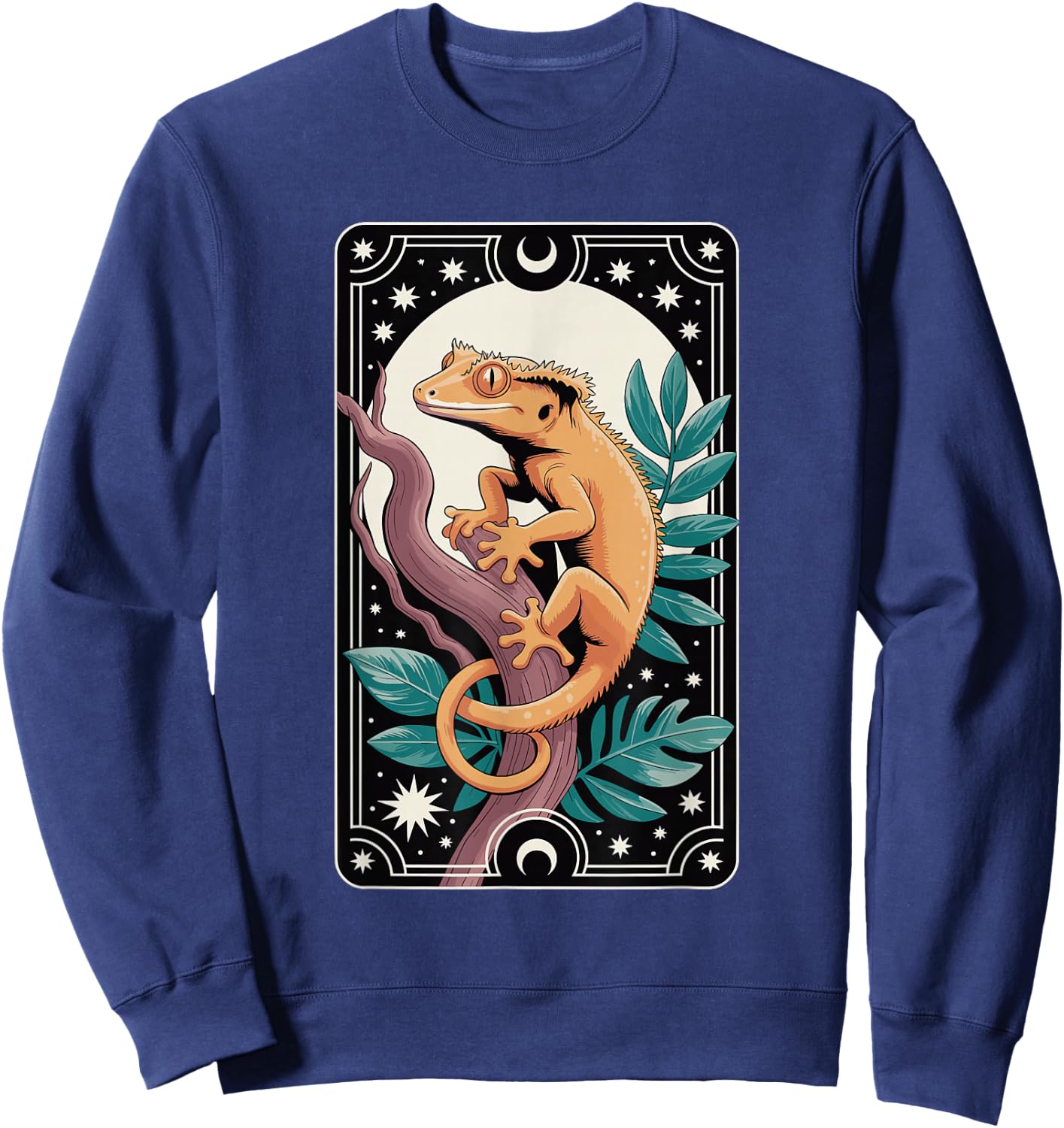 Crested Gecko Tarot Card Mystic Reptile Design Sweatshirt - Sweatshirt | Navy