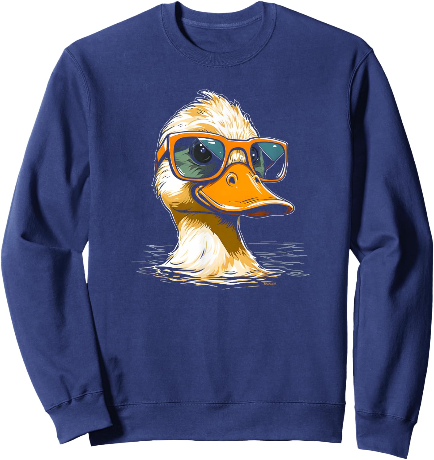 Cool Duck with Sunglasses / Funny 1980s Duck Sweatshirt - Sweatshirt | Navy