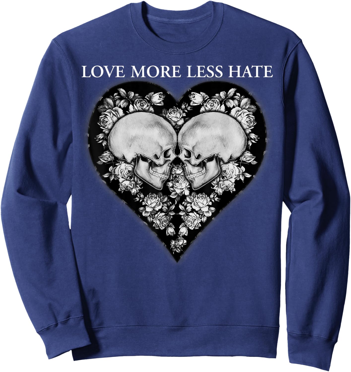 Love more Hate less_Vintage Skull and Rose Sweatshirt - Sweatshirt | Navy