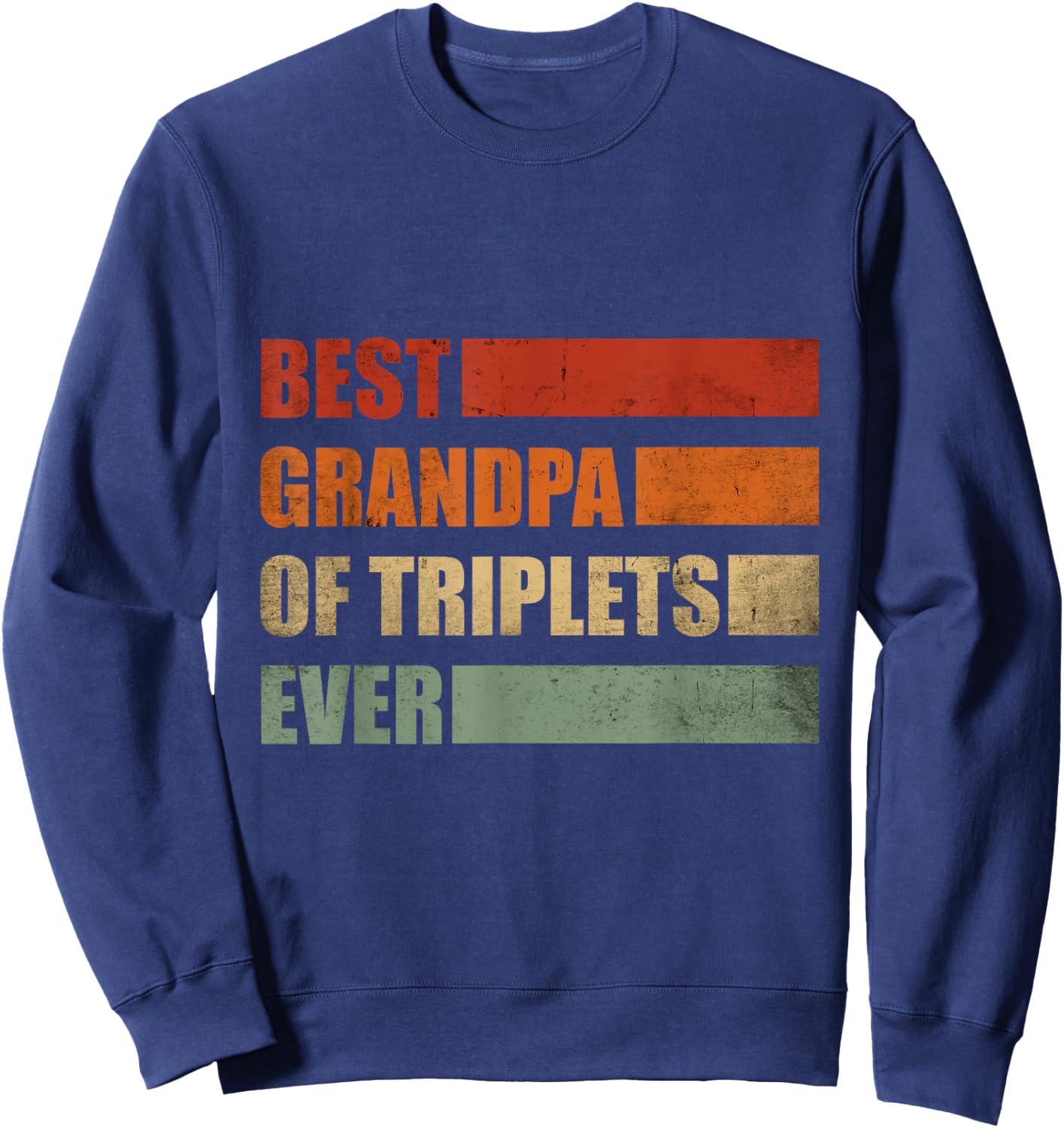 Retro Grandpa of Triplets Pregnancy Announcement Party Sweatshirt - Sweatshirt | Navy