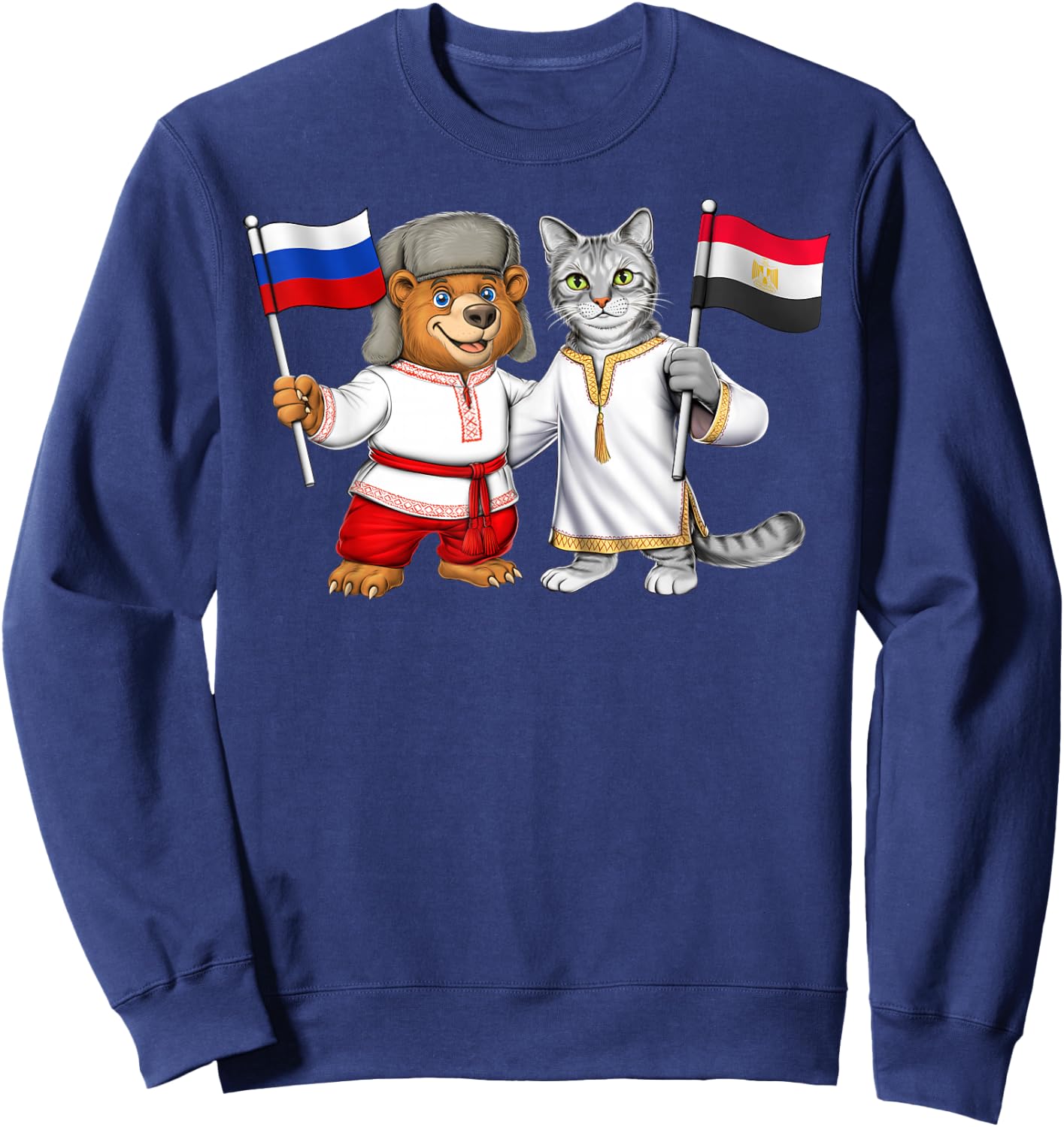 Russia Egypt Flag Russian Roots Proud Egyptian Heritage Sweatshirt - Sweatshirt | Navy