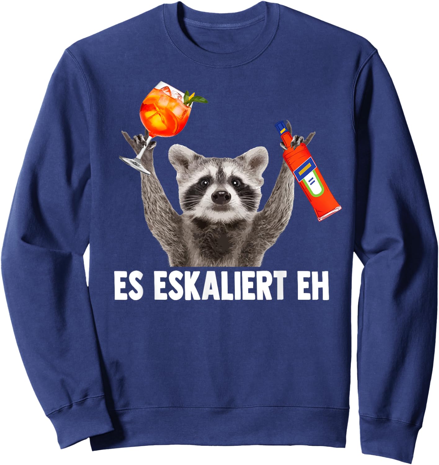 PEDRO SPRITZ COLLECTION X Waschbär Meme Spritz Black Adult Small V-Neck Short Sleeve Sweatshirt - Sweatshirt | Navy