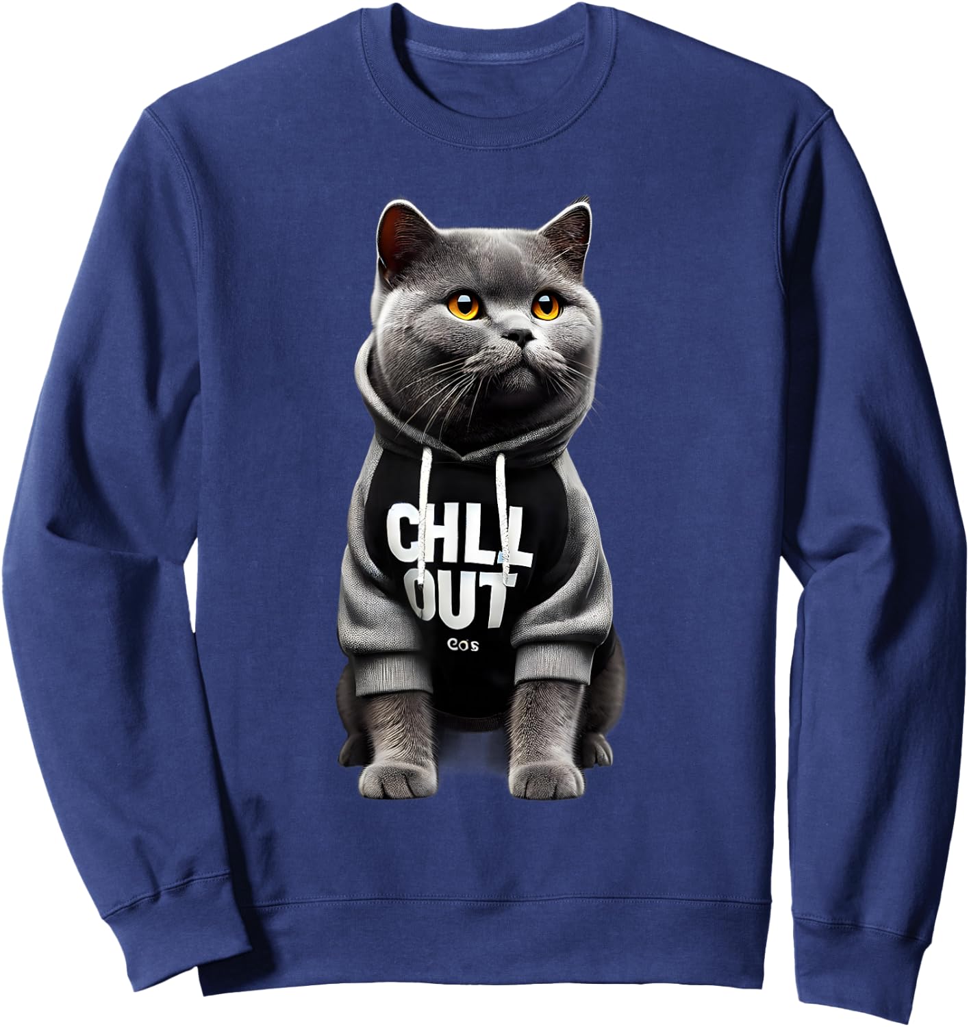 Funny Lazy British Shorthair Cat Chillin Relaxing Chill Out Sweatshirt - Sweatshirt | Navy