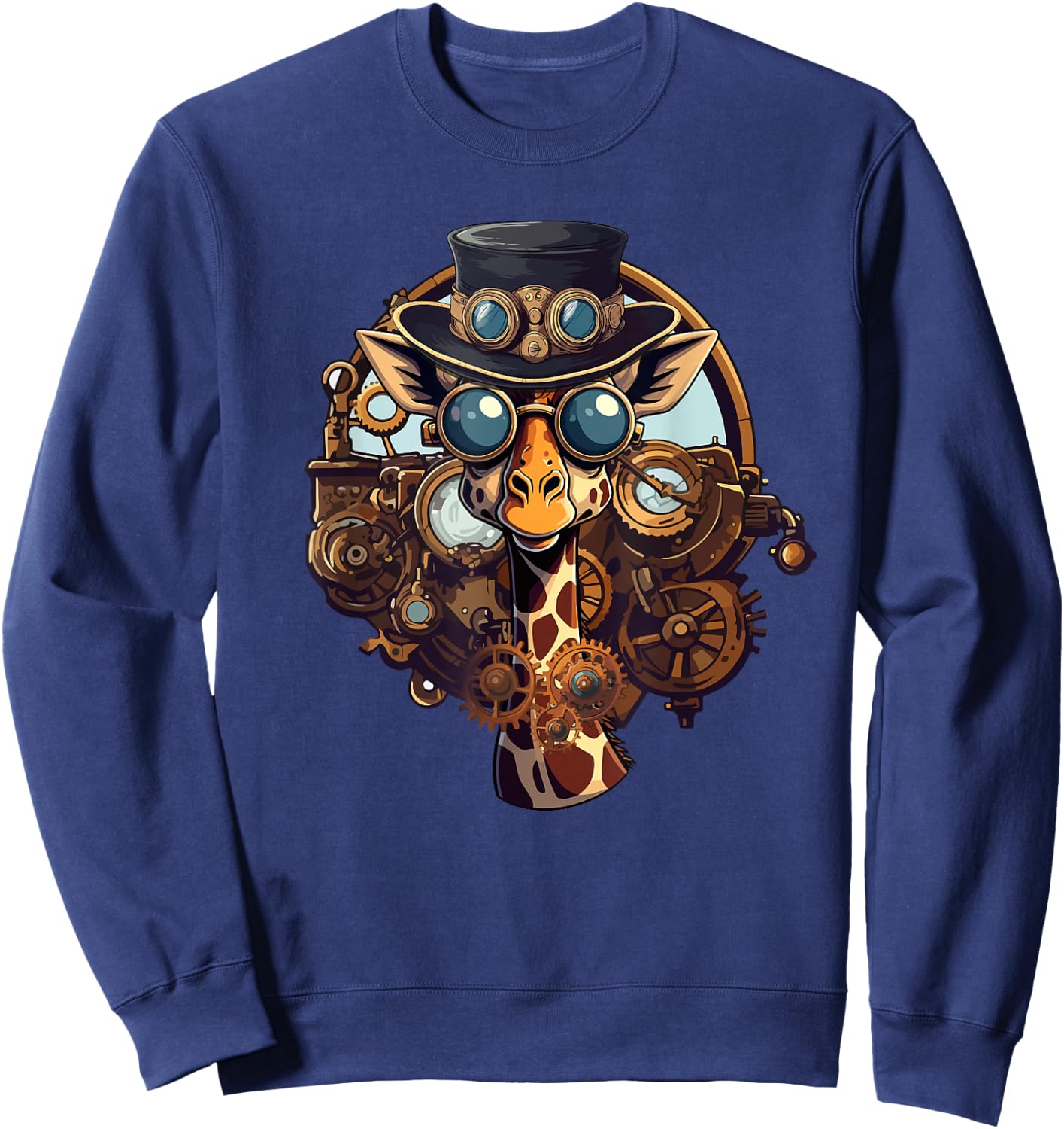 Steampunk Gear Giraffe Mechanical Animal Giraffe Lover Sweatshirt - Sweatshirt | Navy