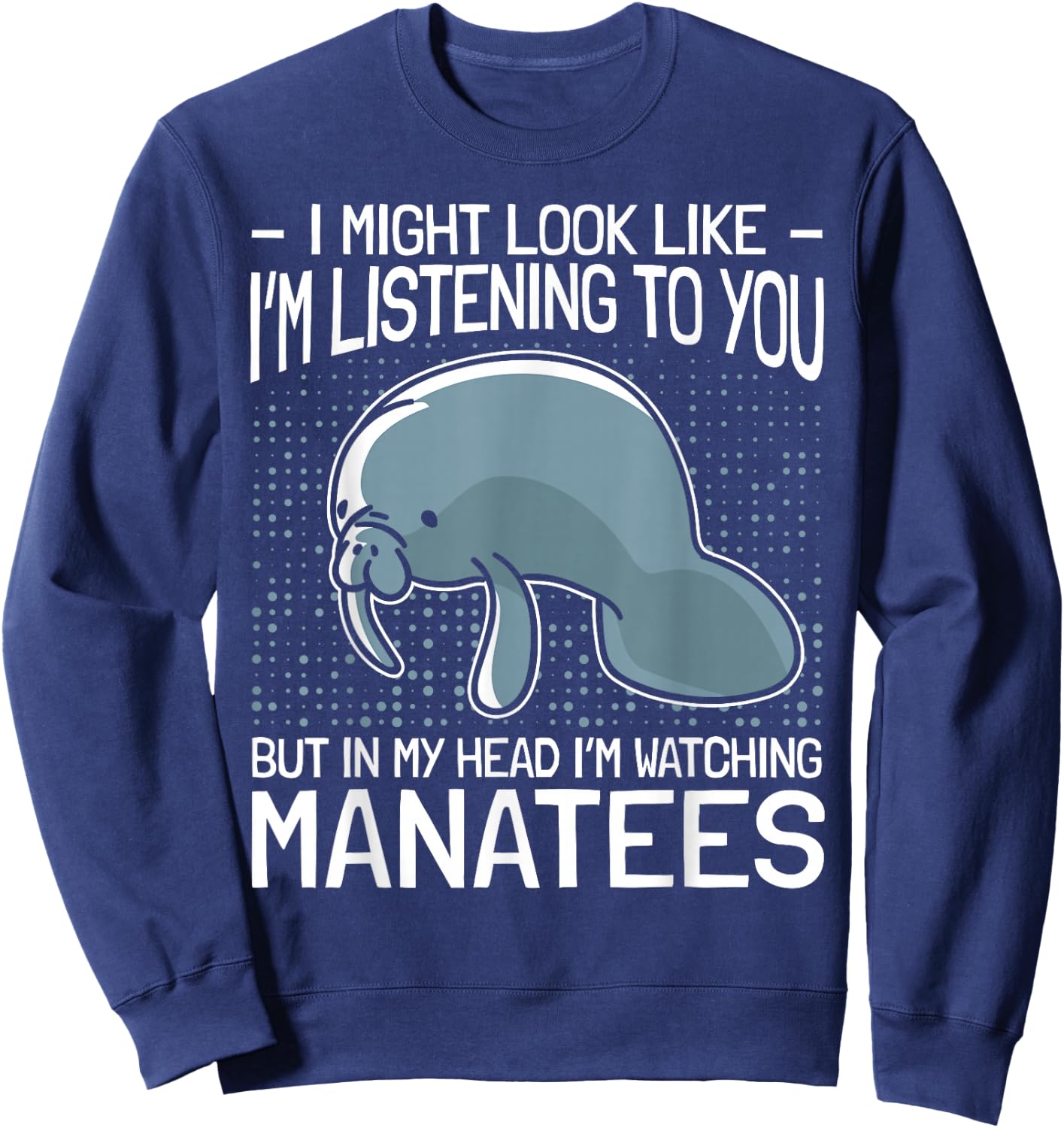 Manatee Gifts Sea Animal Lovers Manatees In My Head - Women's -Adults Black Short Sleeve Classic Fit Cotton 65% Polyester 35% - Small Sweatshirt - Sweatshirt | Navy