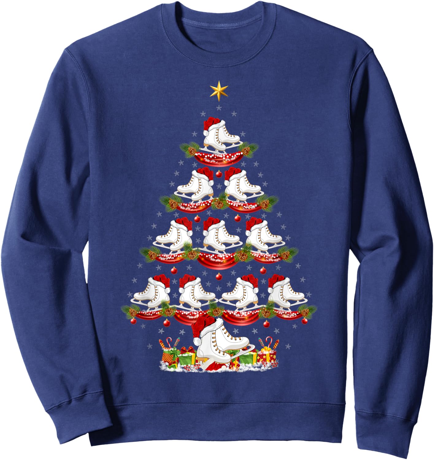 Ice Skating Sports Xmas Lighting Ice Skating Christmas Tree Sweatshirt - Sweatshirt | Navy