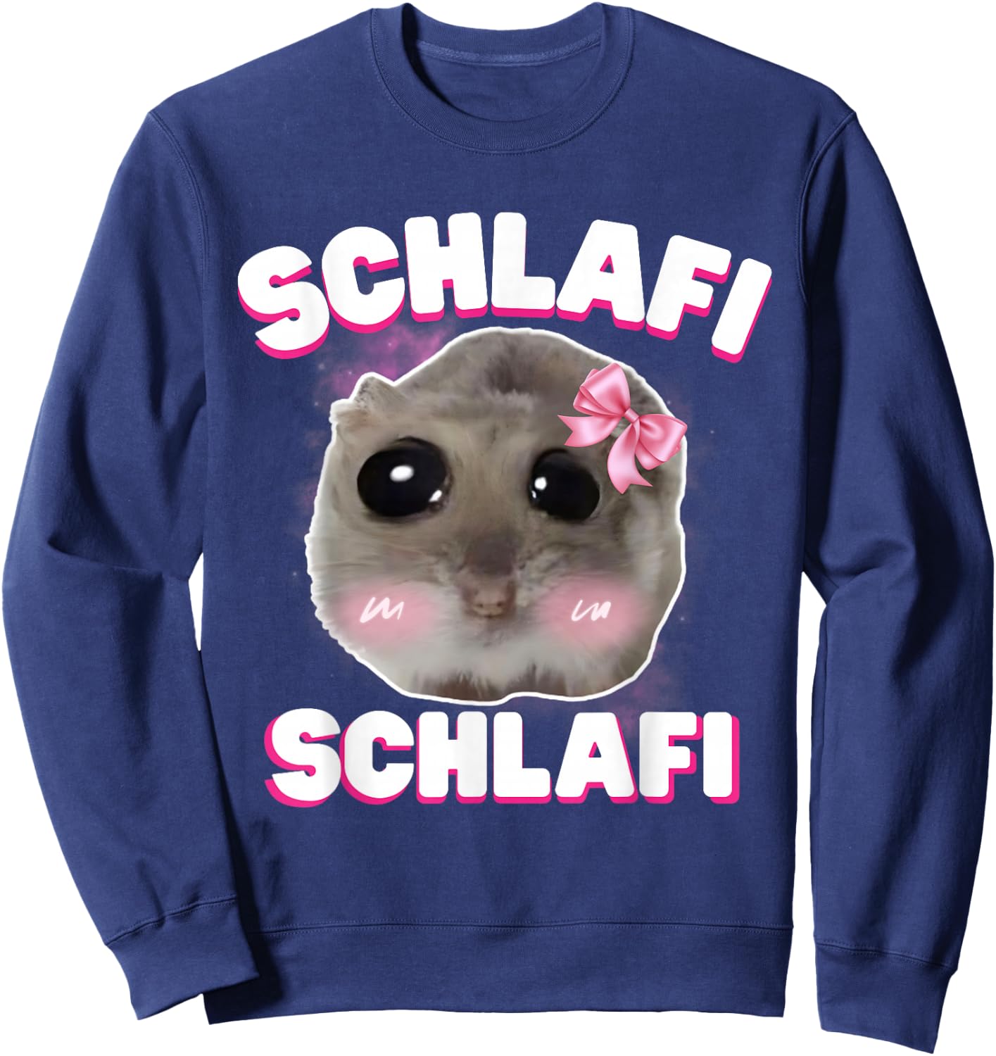 Schlafi Schlafi Funny Sad Hamster Cute Hamstie , black Sweatshirt - Sweatshirt | Navy