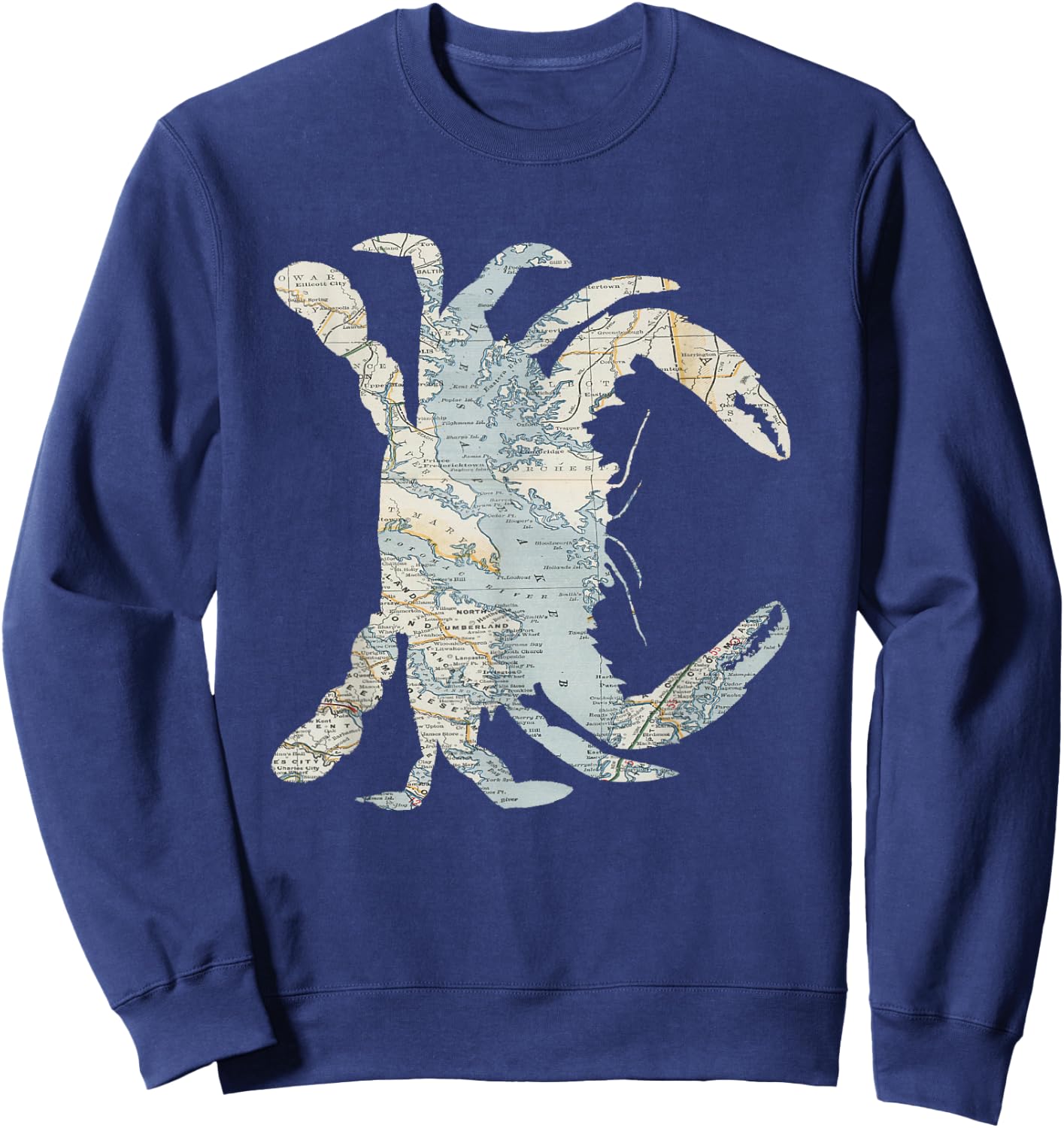 Chesapeake Bay Map Crab Silhouette Sweatshirt - Sweatshirt | Navy