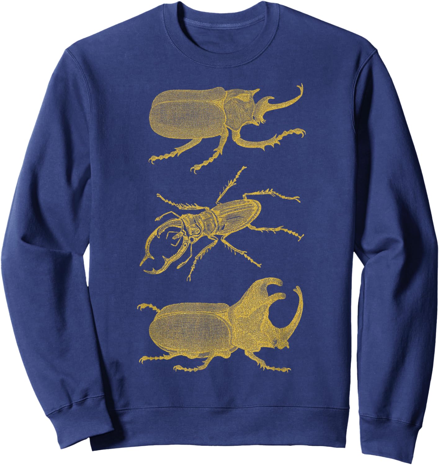Vintage Beetles Stag Rhinoceros Gold Insect Bug T Shirt Sweatshirt - Sweatshirt | Navy