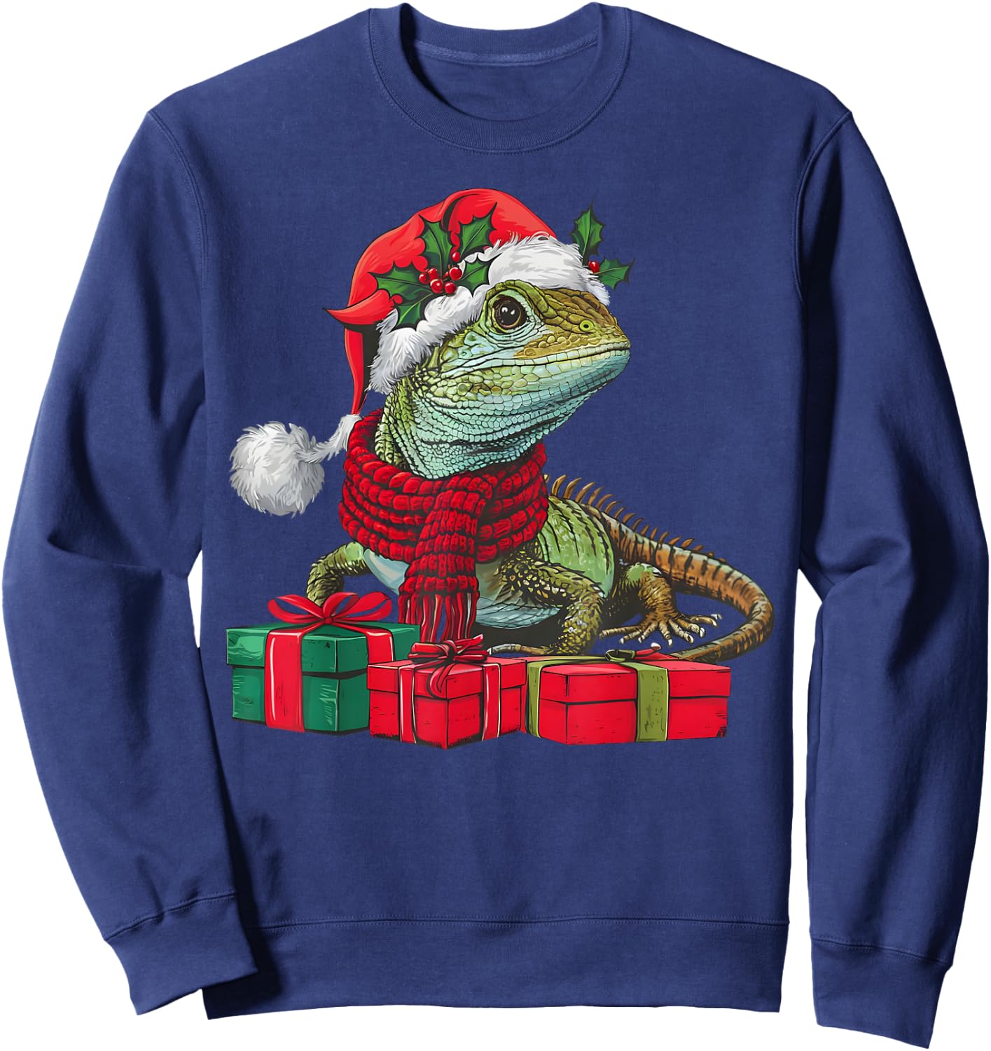 Xmas Holiday Santa Lizard Christmas Sweatshirt - Sweatshirt | Navy