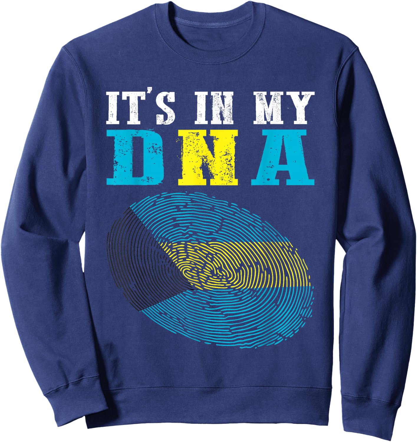 It's In My DNA Bahamas Flag Shirt Fingerprint Bahamian Pride Sweatshirt - Sweatshirt | Navy