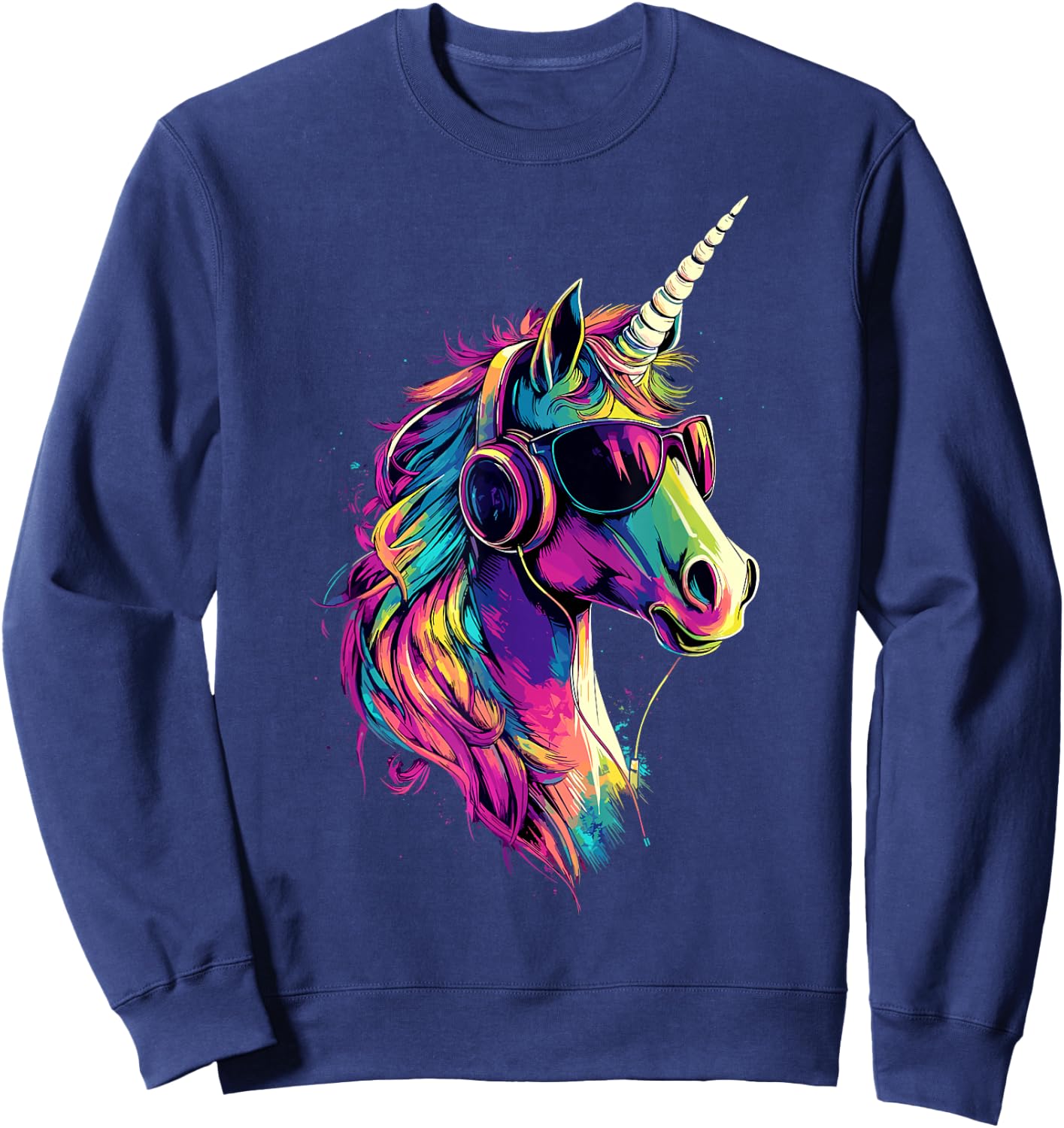 Unicorn Colourful Rainbow Rider Horses Riding Unicorns , black Sweatshirt - Sweatshirt | Navy