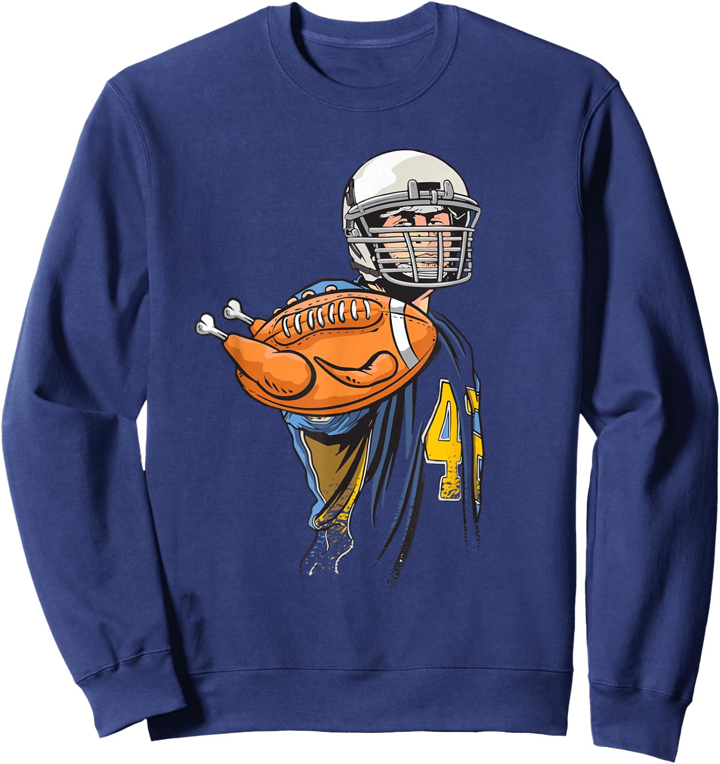 Thanksgiving Football Player Turkey - Thanksgiving Football Sweatshirt - Sweatshirt | Navy