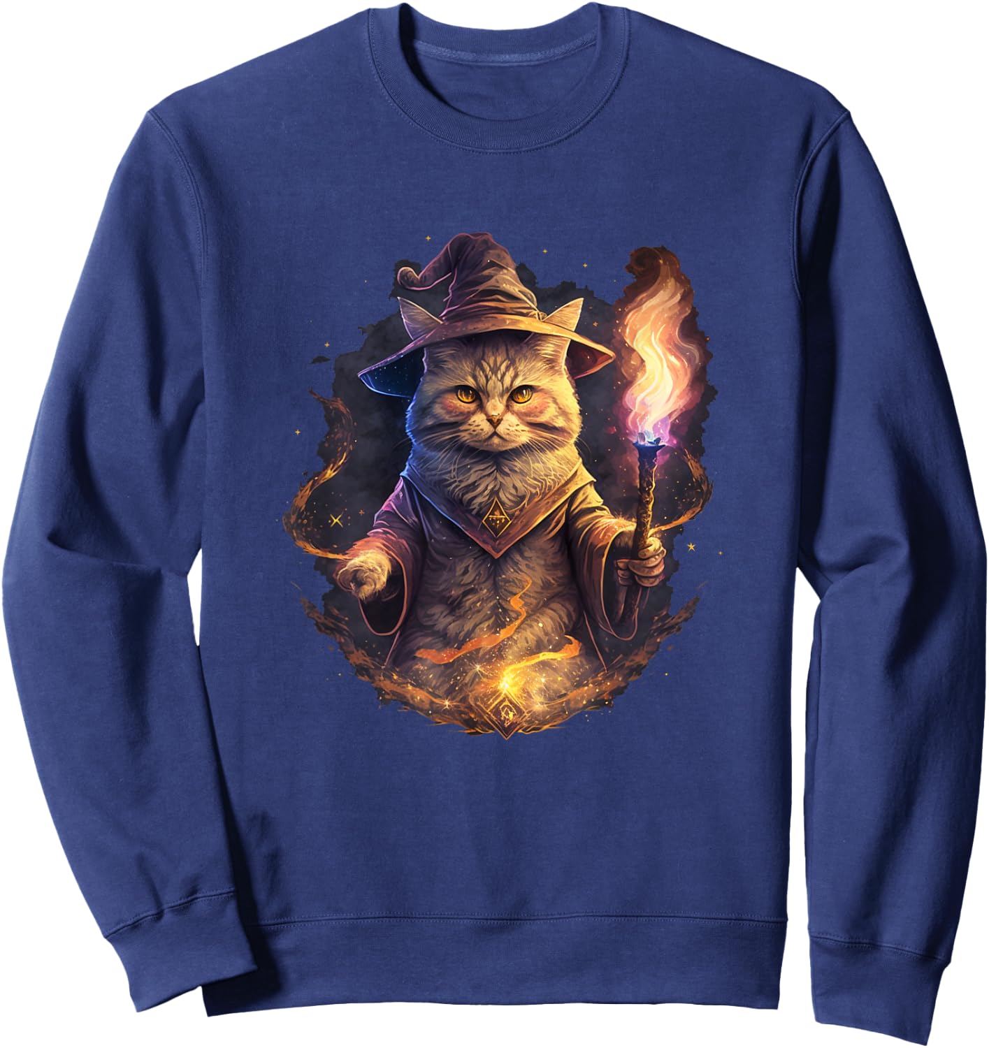 Magical Wizard Cat Fantasy Kitten Sweatshirt - Sweatshirt | Navy