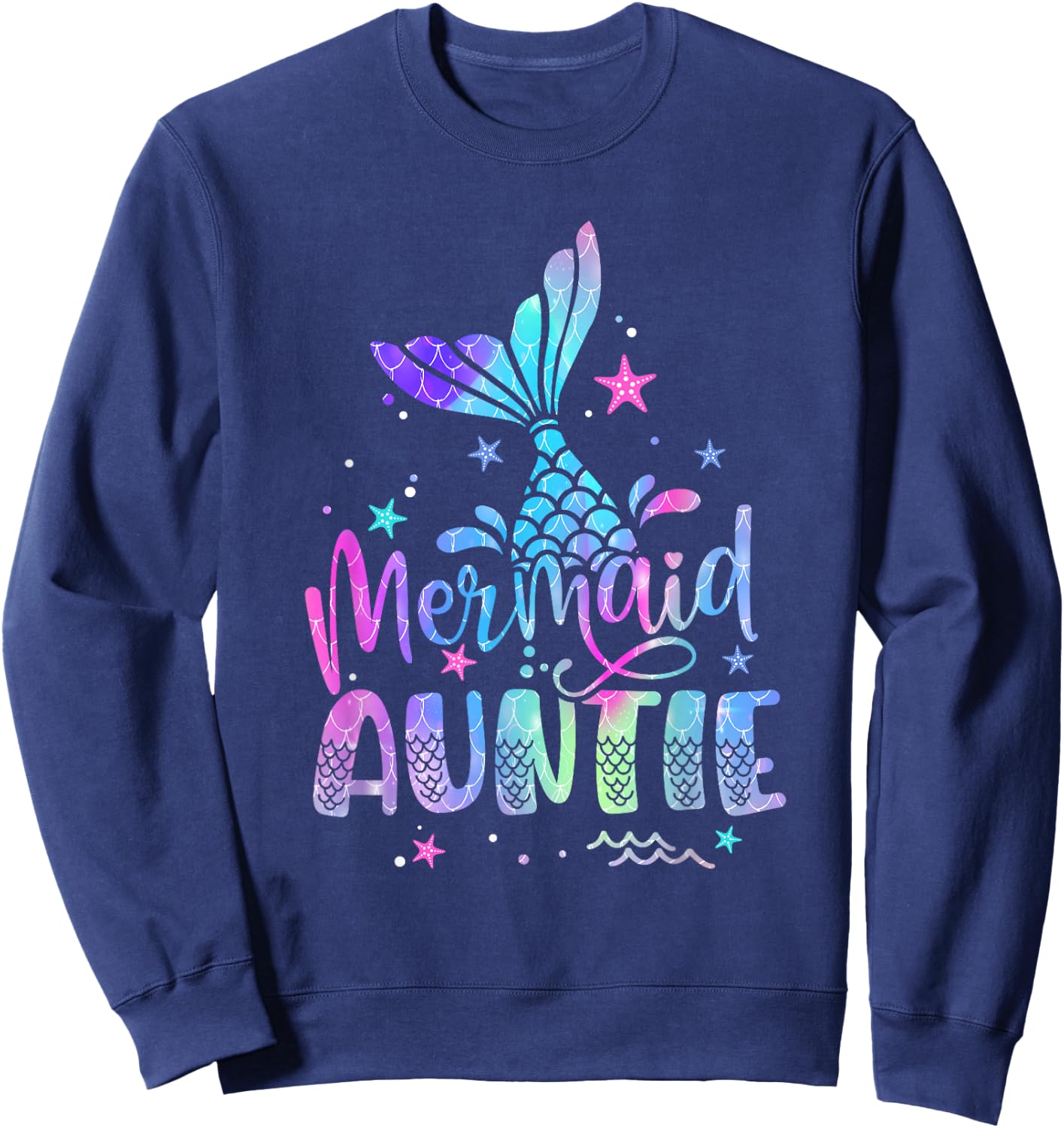 Mermaid Auntie Funny Women Family Matching 1st Birthday Sweatshirt - Sweatshirt | Navy