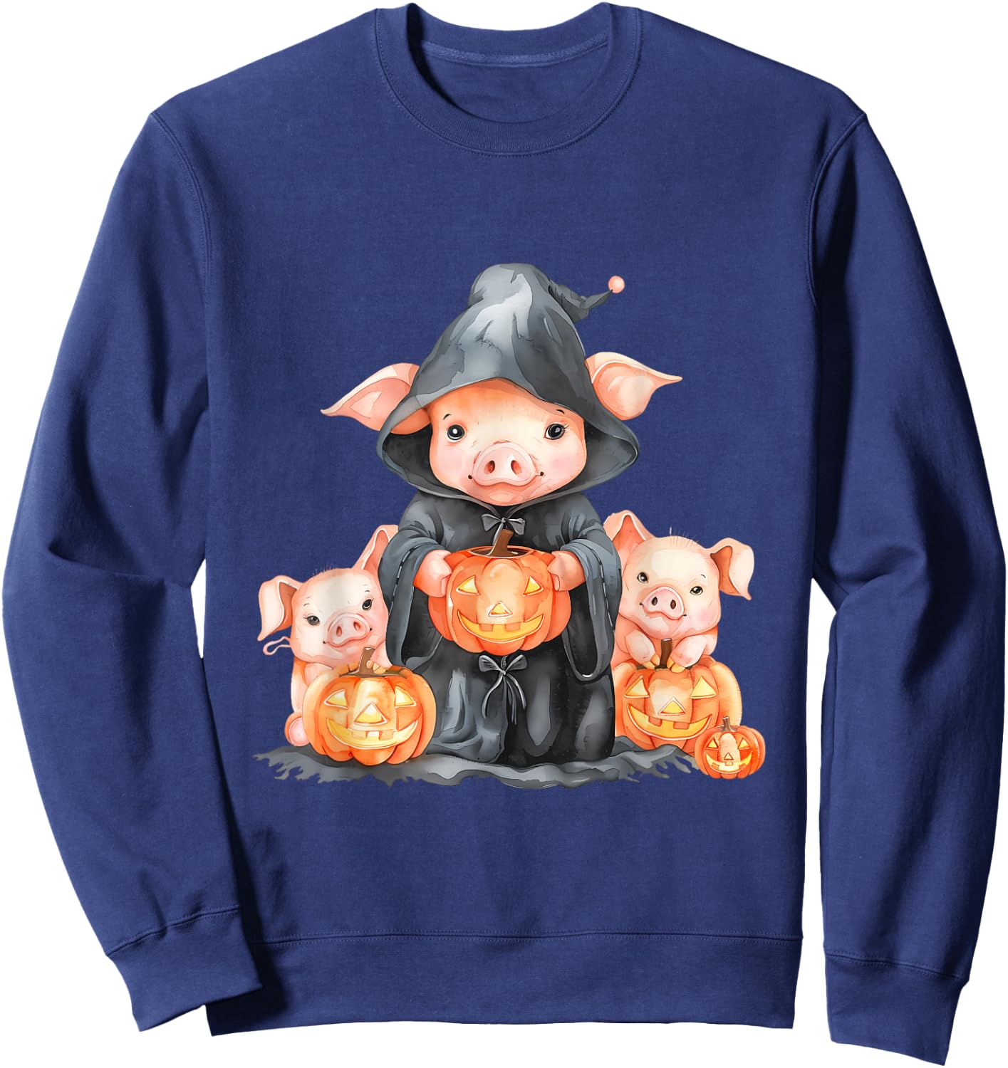 Halloween Pig Witchcraft Ghost Scary Pumpkin Trick Or Treat Sweatshirt - Sweatshirt | Navy