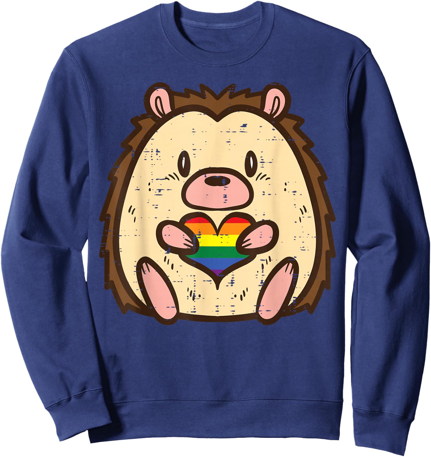 Gay Pride Hedgehog Heart Rainbow Flag Lgbtq Men Women Kids Sweatshirt - Sweatshirt | Navy