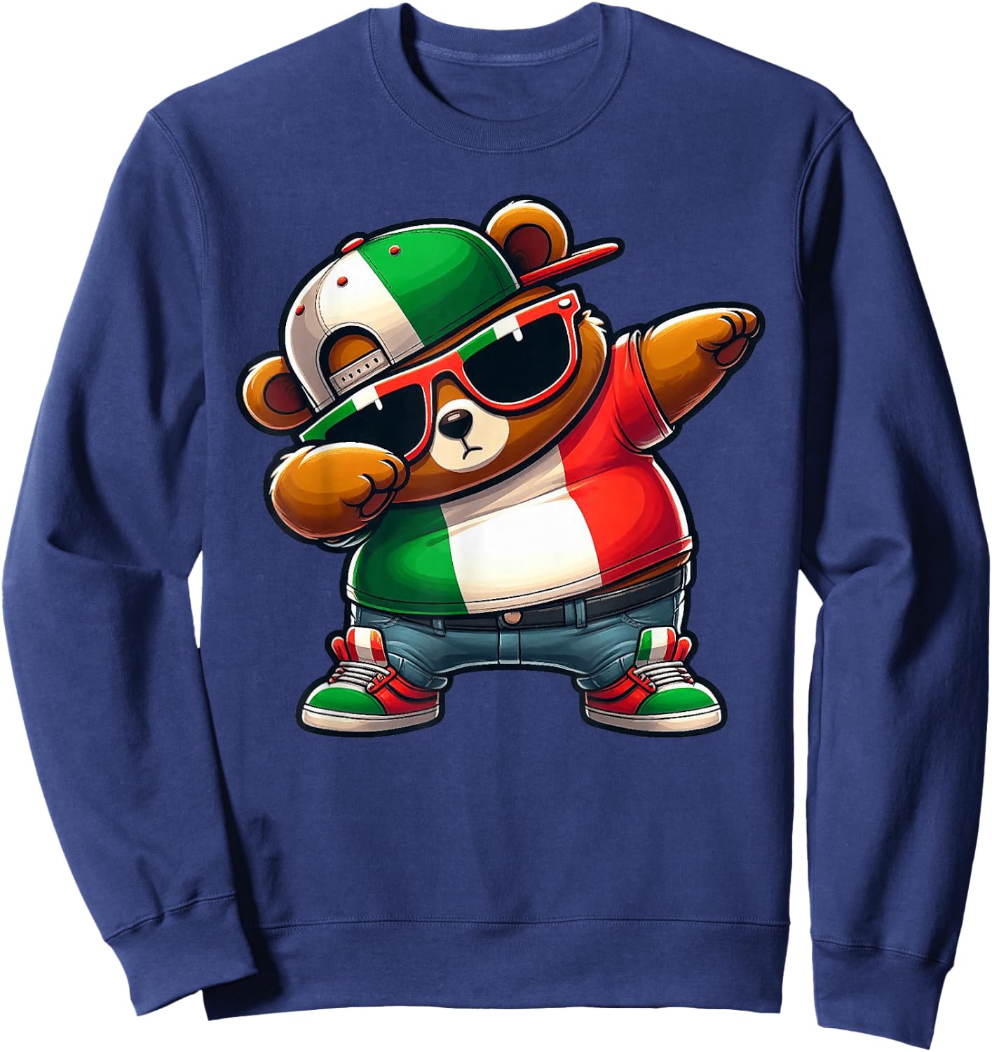 Italian Bear Italia Dab Dabbing Boys Kids 2024 , Blue, S Sweatshirt - Sweatshirt | Navy