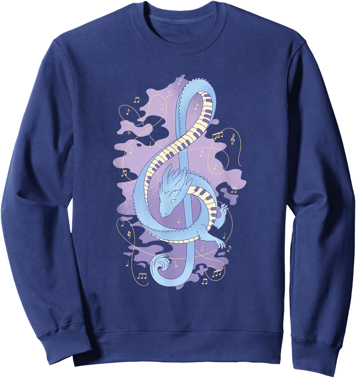 Dragon Clef Piano Player Music Teacher Student Graphic Men Women Girls Kids Sweatshirt - Sweatshirt | Navy