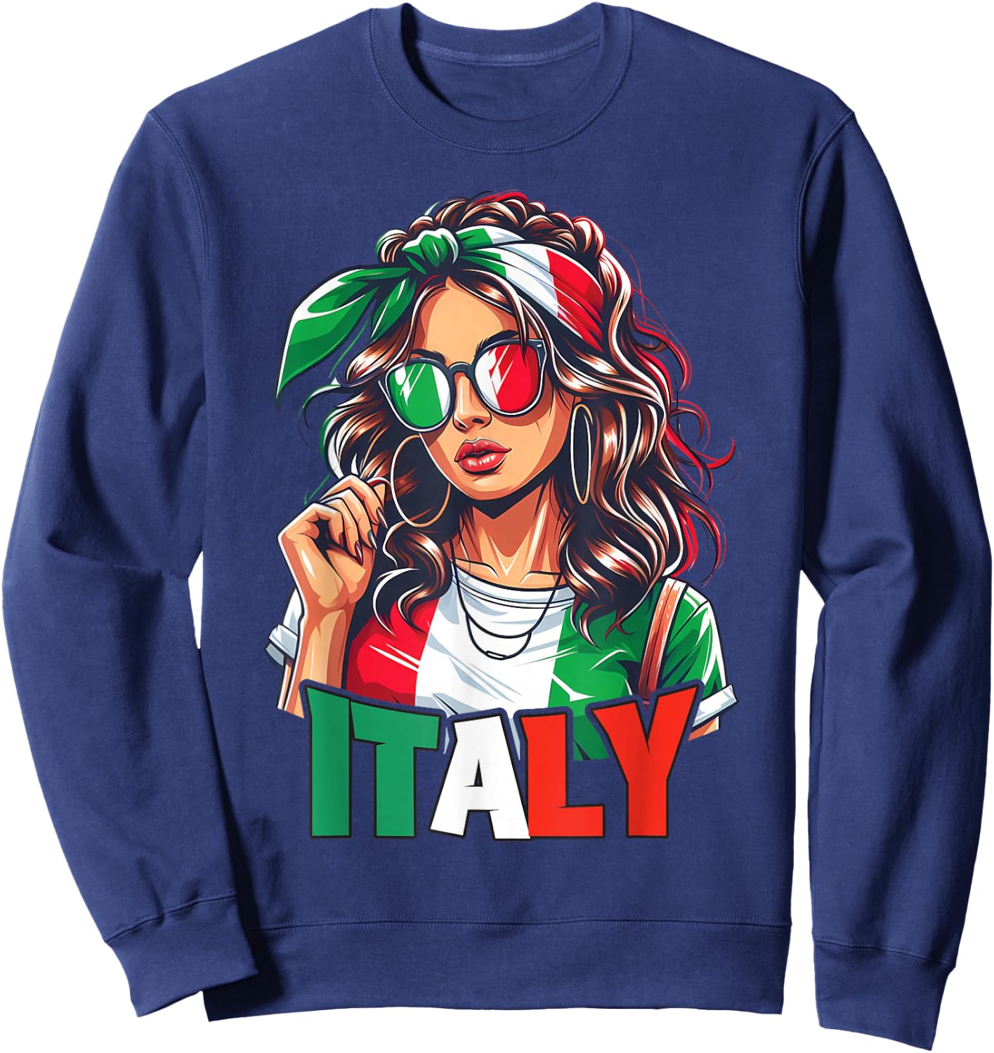 Italy Flag Woman Sunglasses Girls Italy & Italia , black Sweatshirt - Sweatshirt | Navy