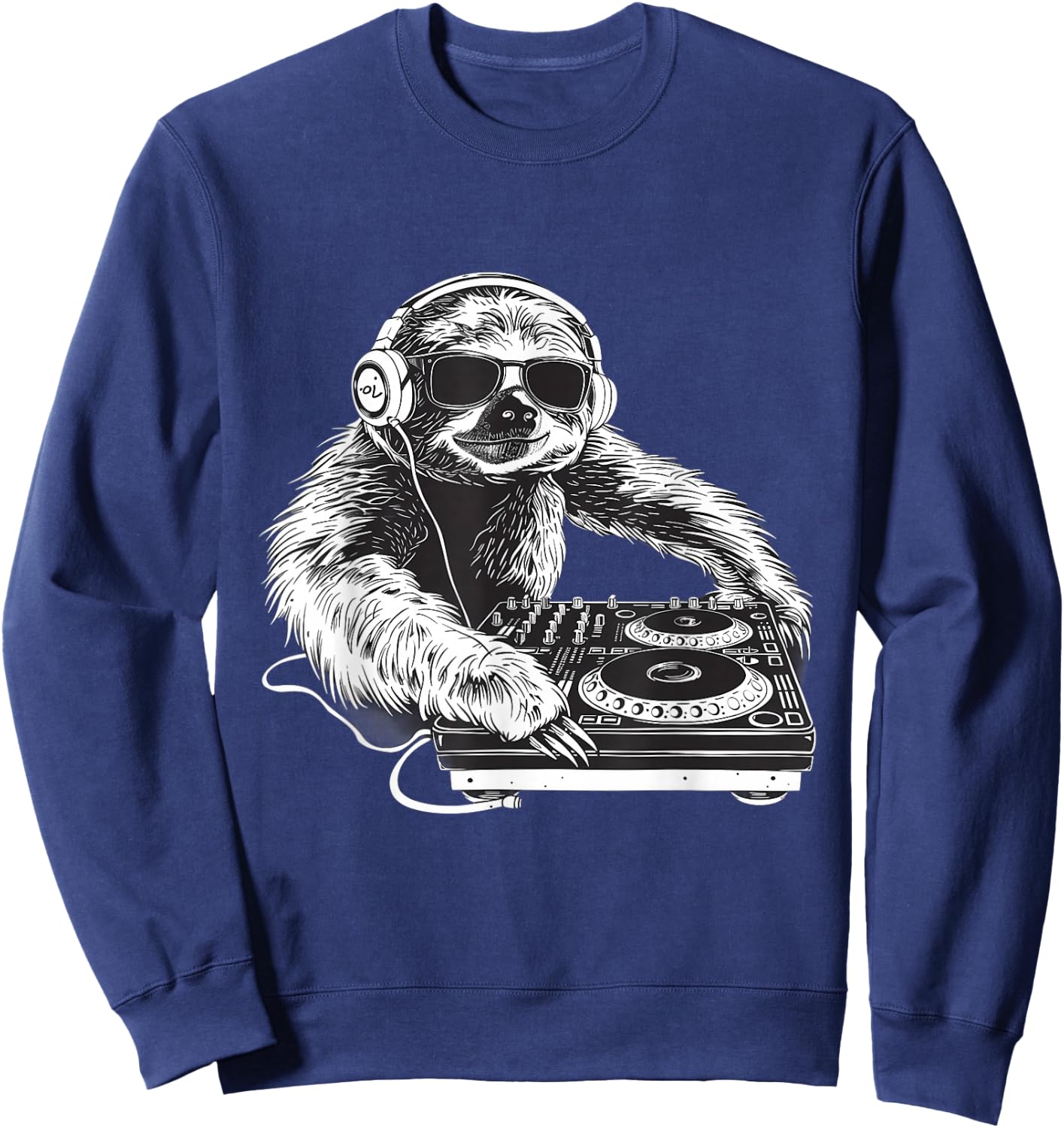 Sloth DJ Music Producer Turntable DJ Sloth House Techno EDM Sweatshirt - Sweatshirt | Navy