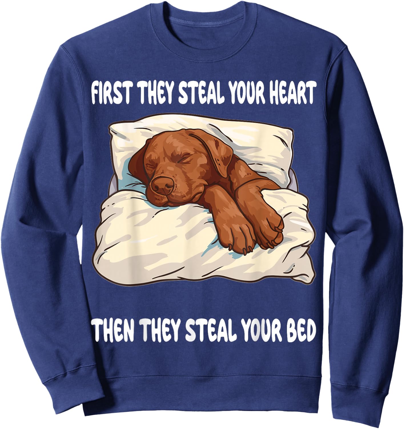 Chesapeake Bay Retriever Sleeping Pajamas Nightgown Sweatshirt - Sweatshirt | Navy