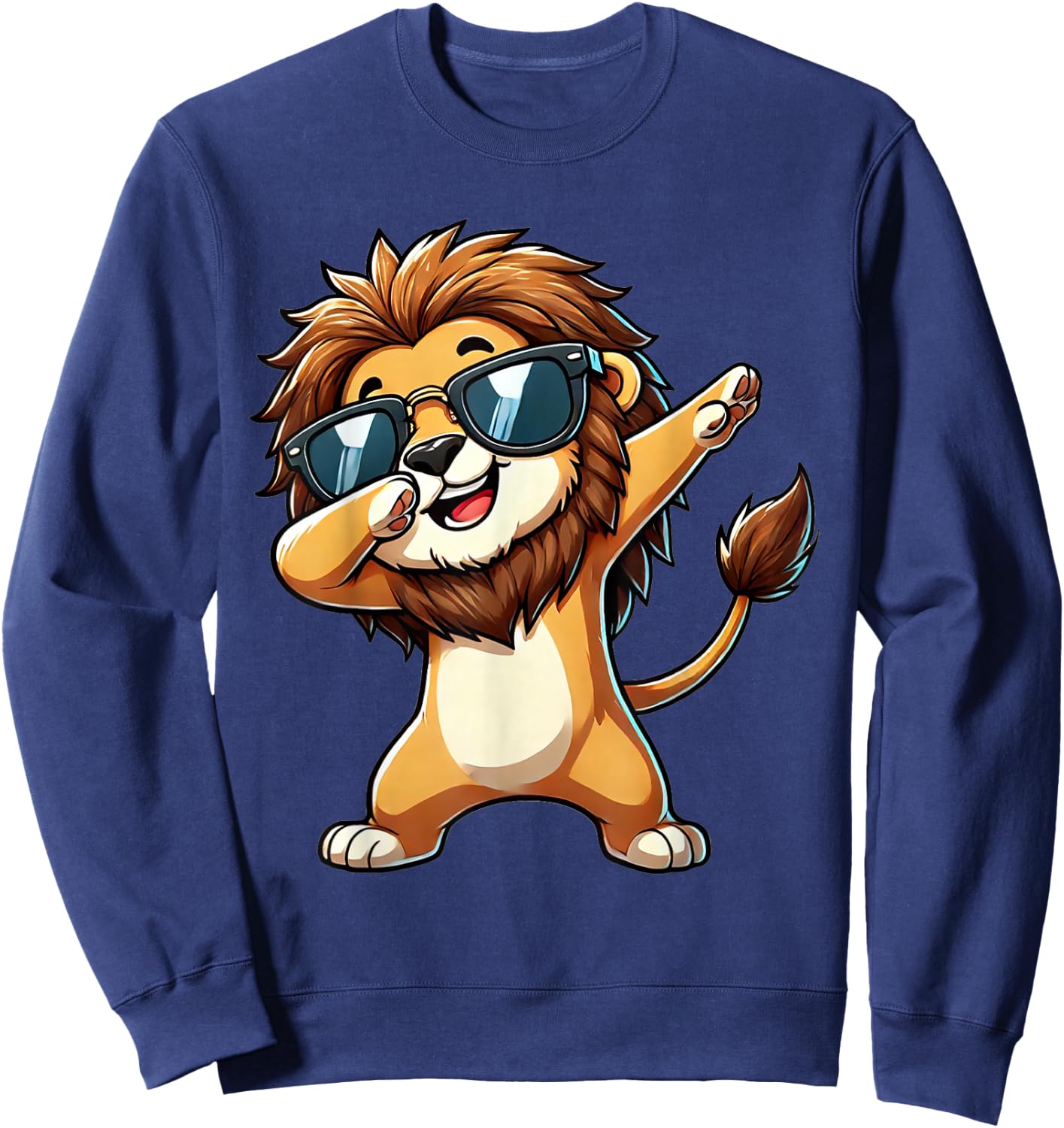 Lion Dabbing Cute Lion Dancing , black Sweatshirt - Sweatshirt | Navy
