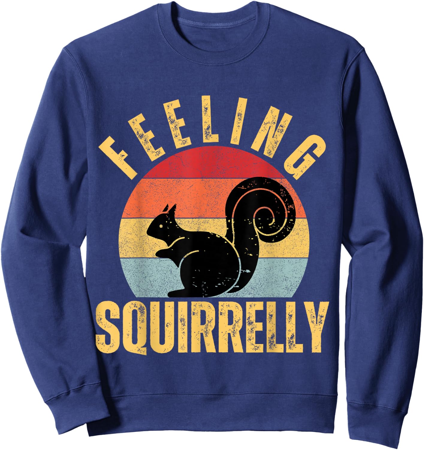 Feeling Squirrelly retro Sunset Squirrel Lover Sweatshirt - Sweatshirt | Navy