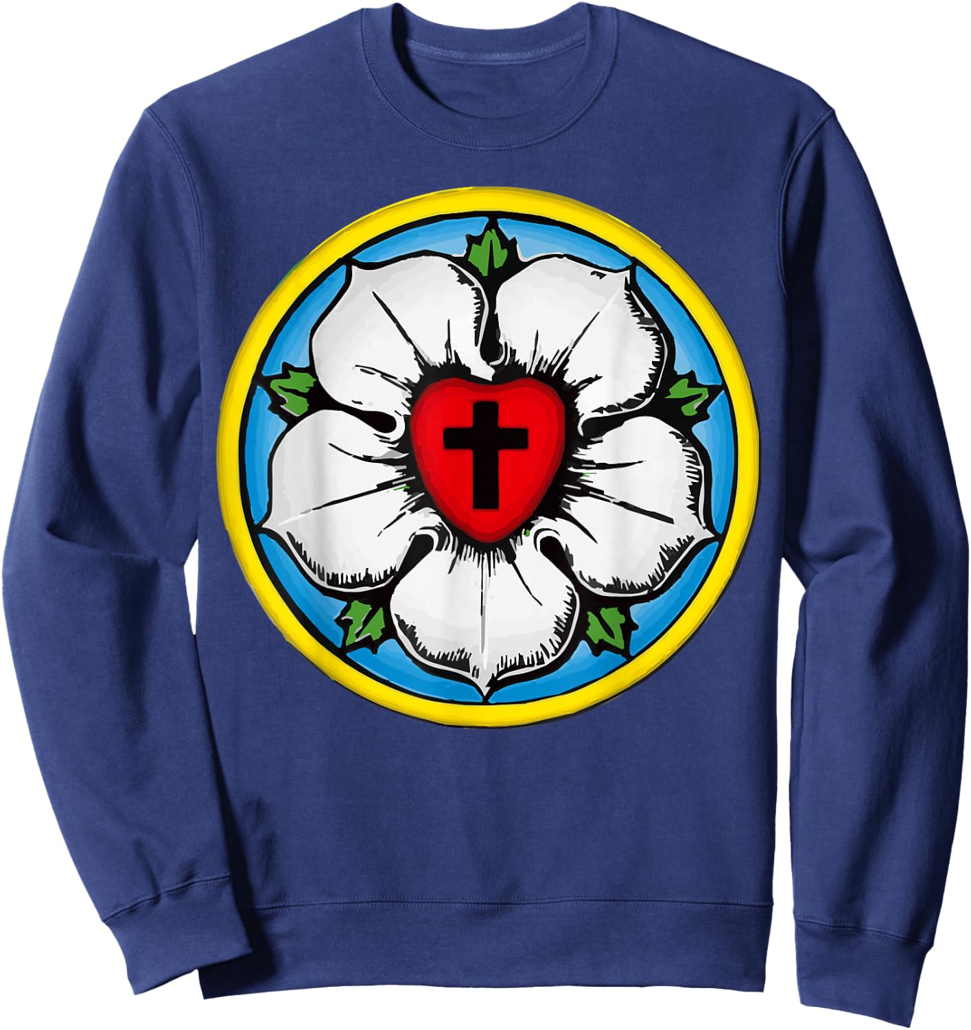 Luther Rose Seal Lutheran Symbol Christian Cross Sweatshirt - Sweatshirt | Navy