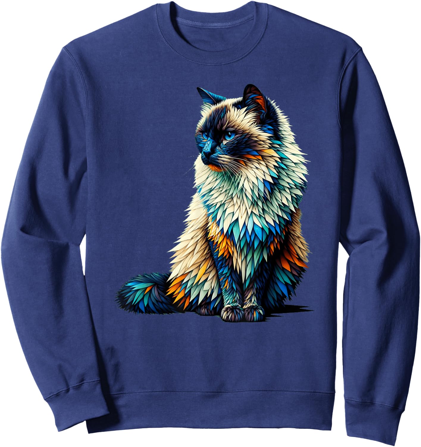 Polygon Art Siamese Cat Siamese Cats Sweatshirt - Sweatshirt | Navy