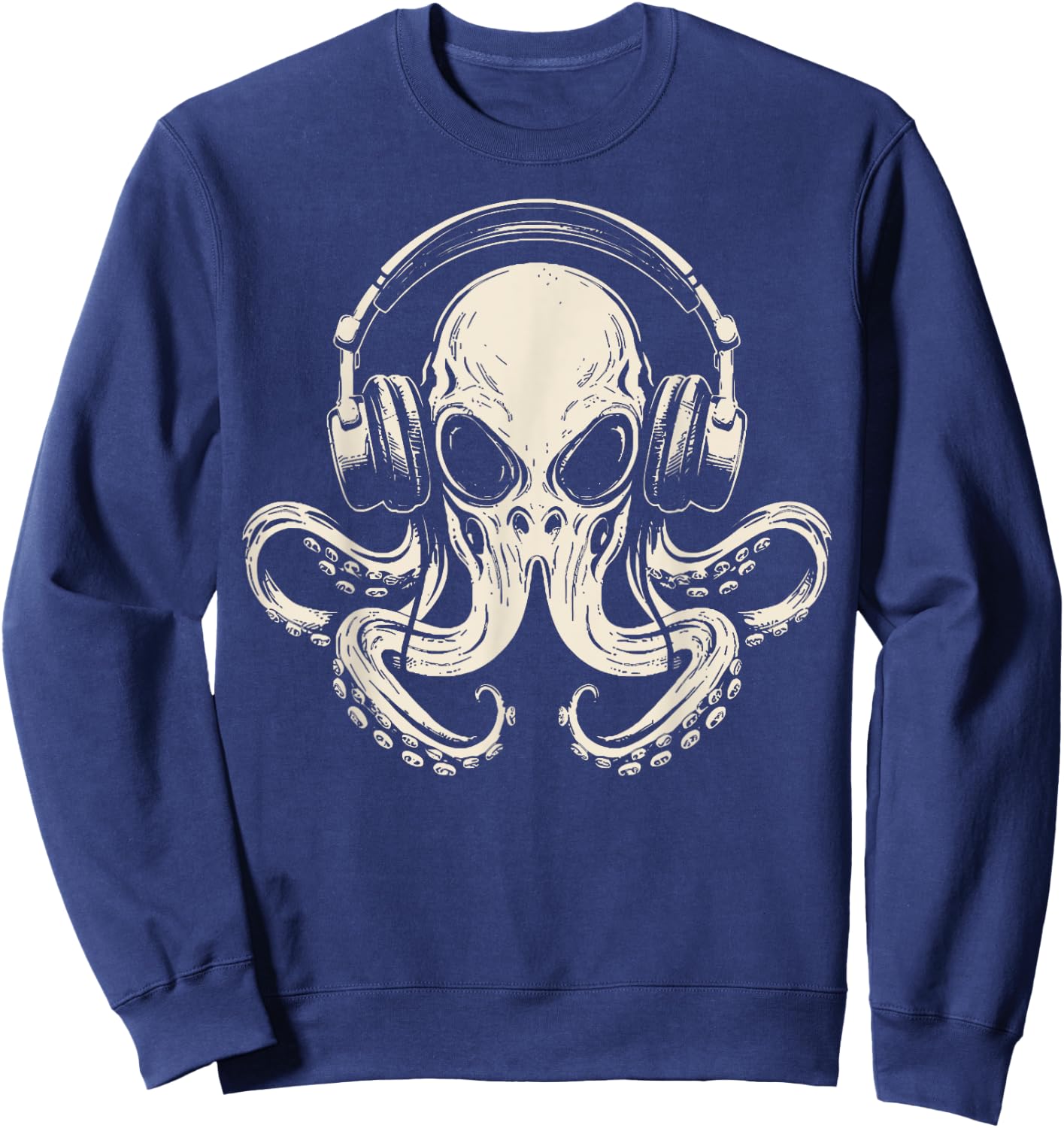 Octopus Musician Headphone Music Lover Octopus Kraken Ocean Sweatshirt - Sweatshirt | Navy