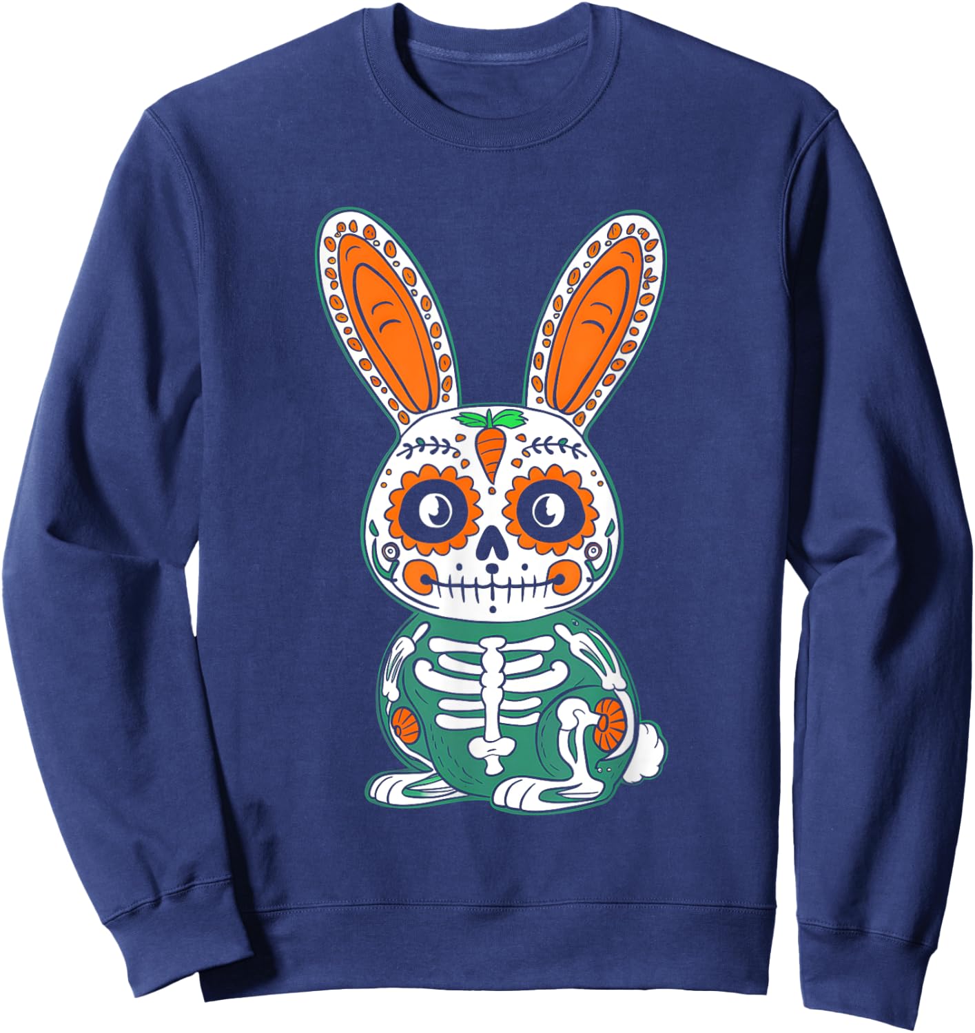 Rabbit Day Of Dead Mexican Bunny Lover Rabbit Sugar Skull Sweatshirt - Sweatshirt | Navy