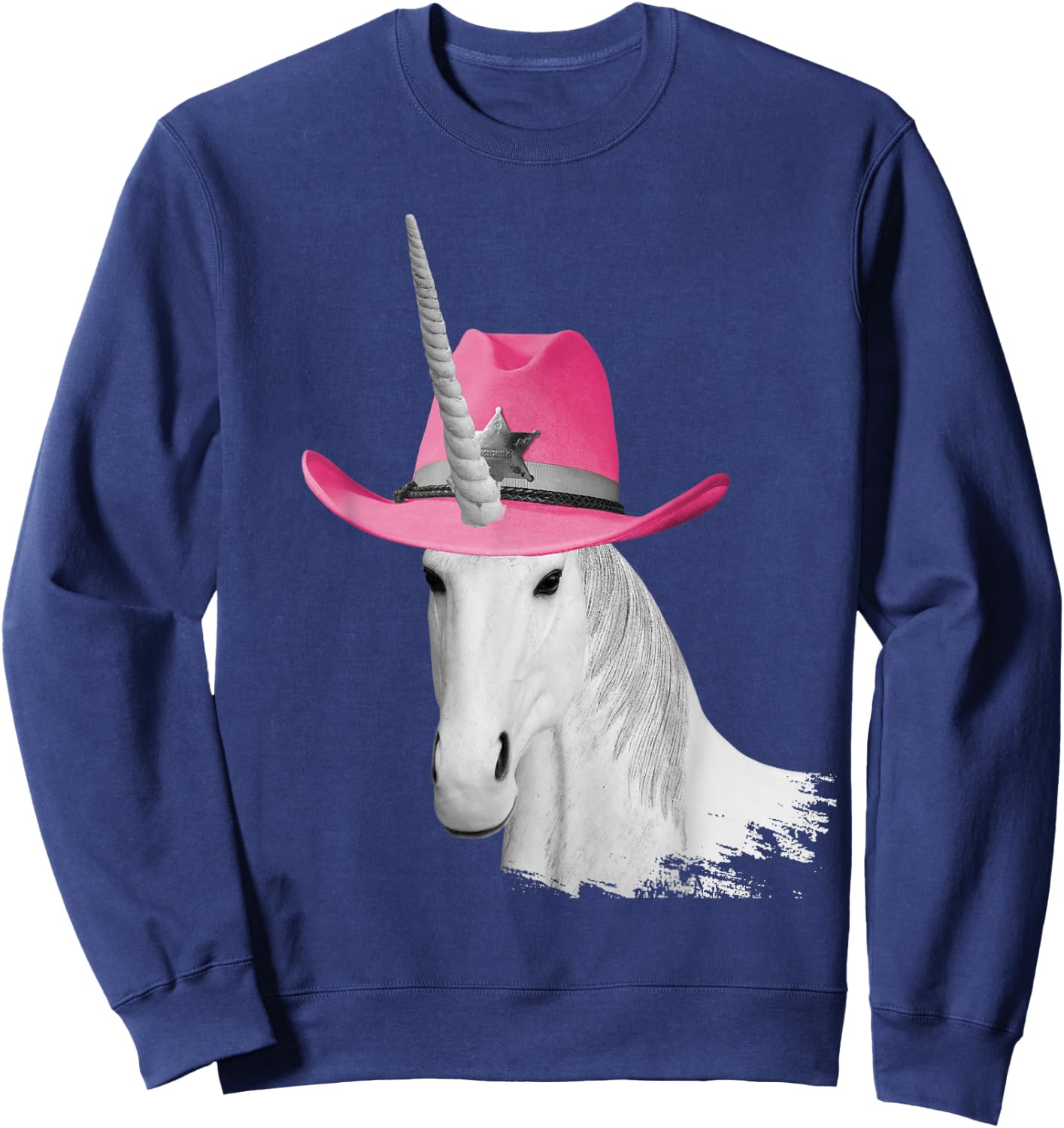 Unicorn Wearing Pink Cowboy Hat Cowgirl Sweatshirt - Sweatshirt | Navy