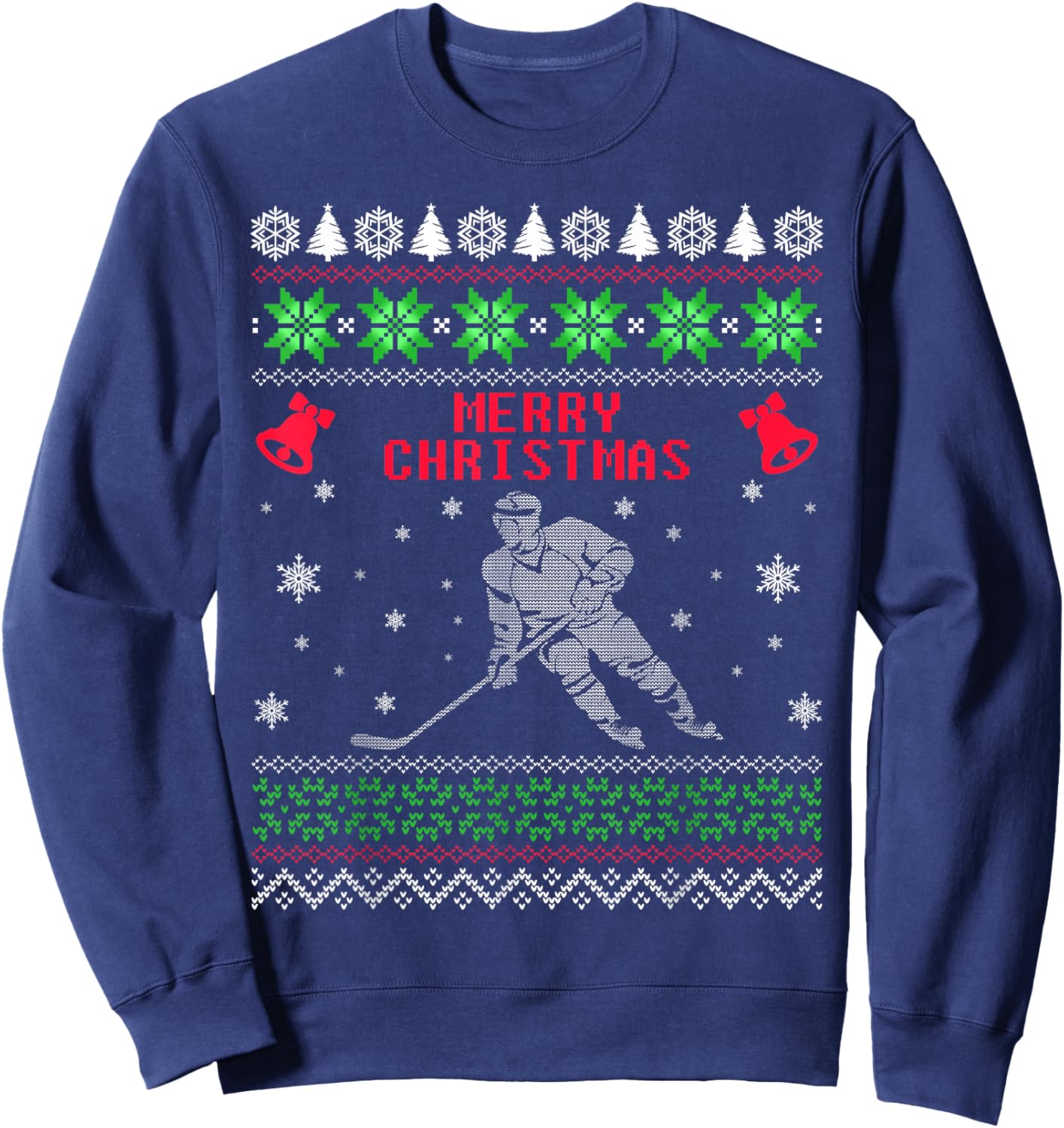 Hockey Ugly Christmas Sweater , Funny Men Women Gift Sweatshirt - Sweatshirt | Navy