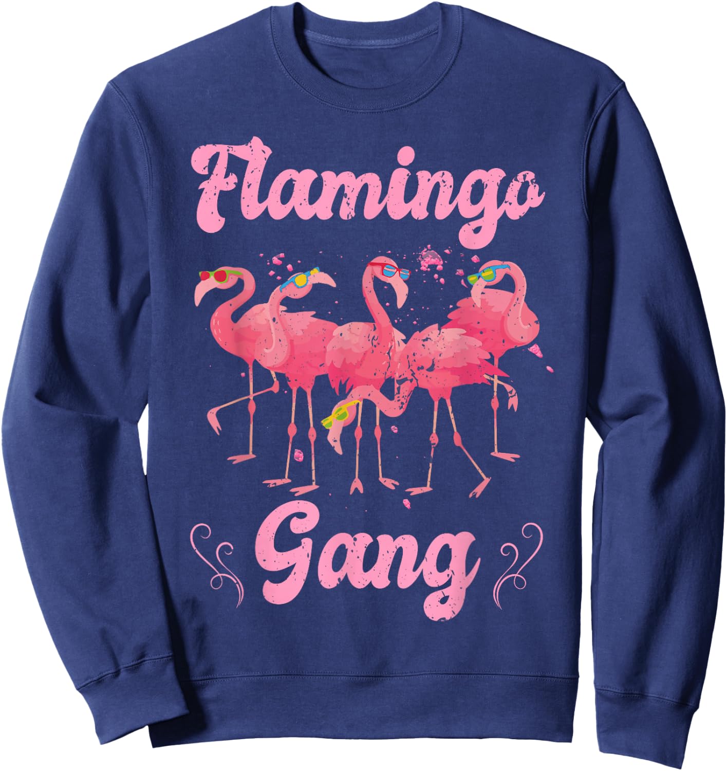Flamingo Gang Squad Junggesellinnenabschied Brautparty Distressed Sweatshirt - Sweatshirt | Navy
