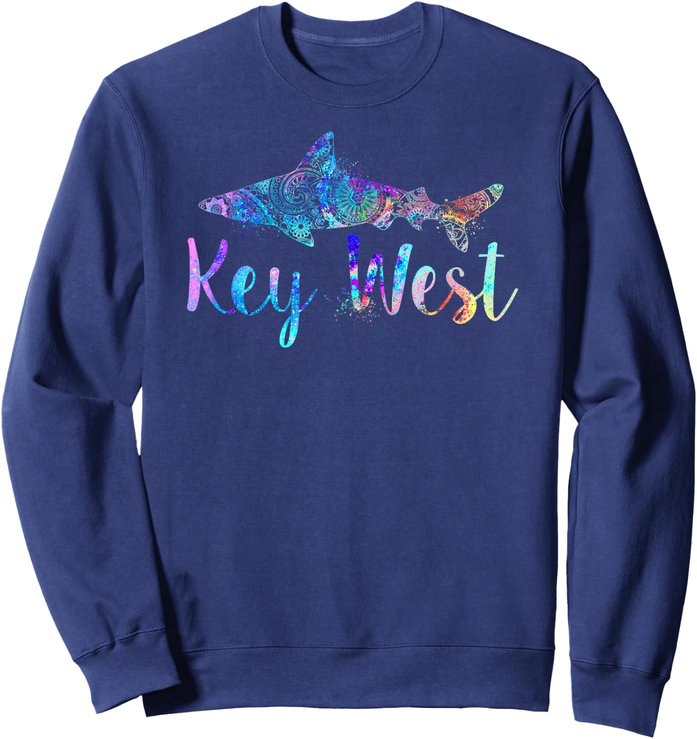 Key West Florida Shark Fishing Diving Trip Vacation Souvenir Sweatshirt - Sweatshirt | Navy
