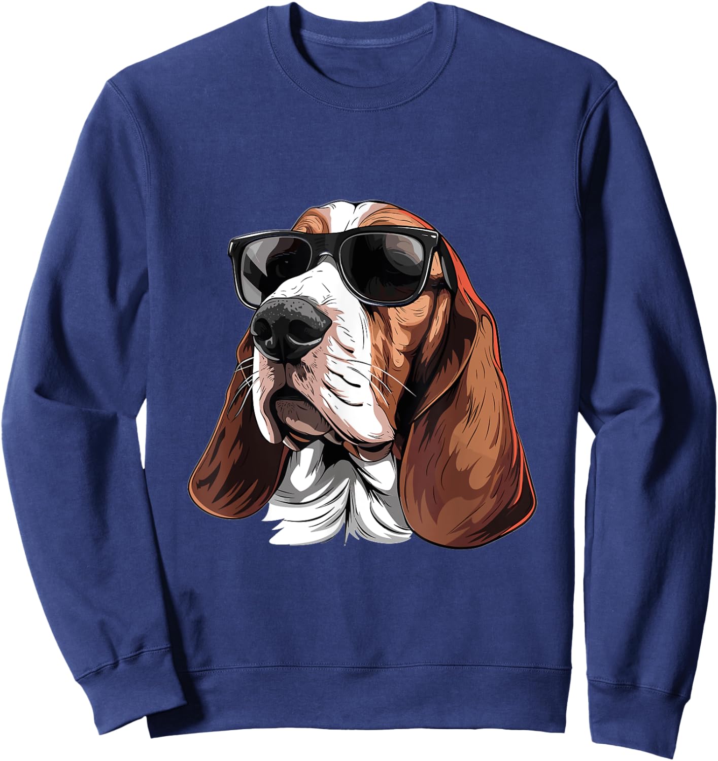 Basset Hound Sunglasses Dog Breed Graphic Sweatshirt - Sweatshirt | Navy