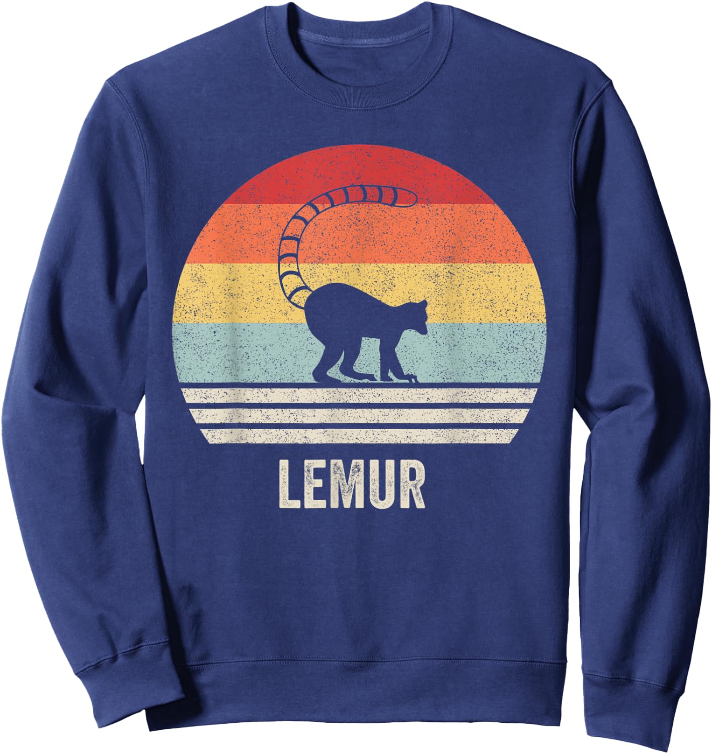 Retro Lemur Shirt Animal Lover Gift Vintage Funny Sweatshirt - Sweatshirt | Navy