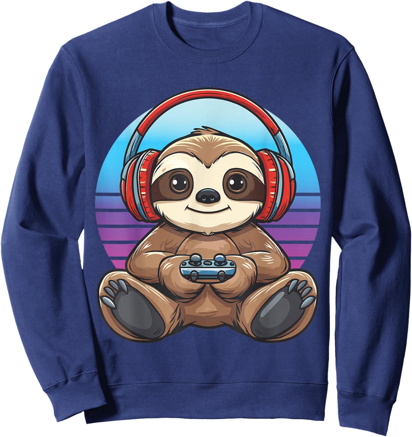 Retro Sloth gaming Sweatshirt - Sweatshirt | Navy
