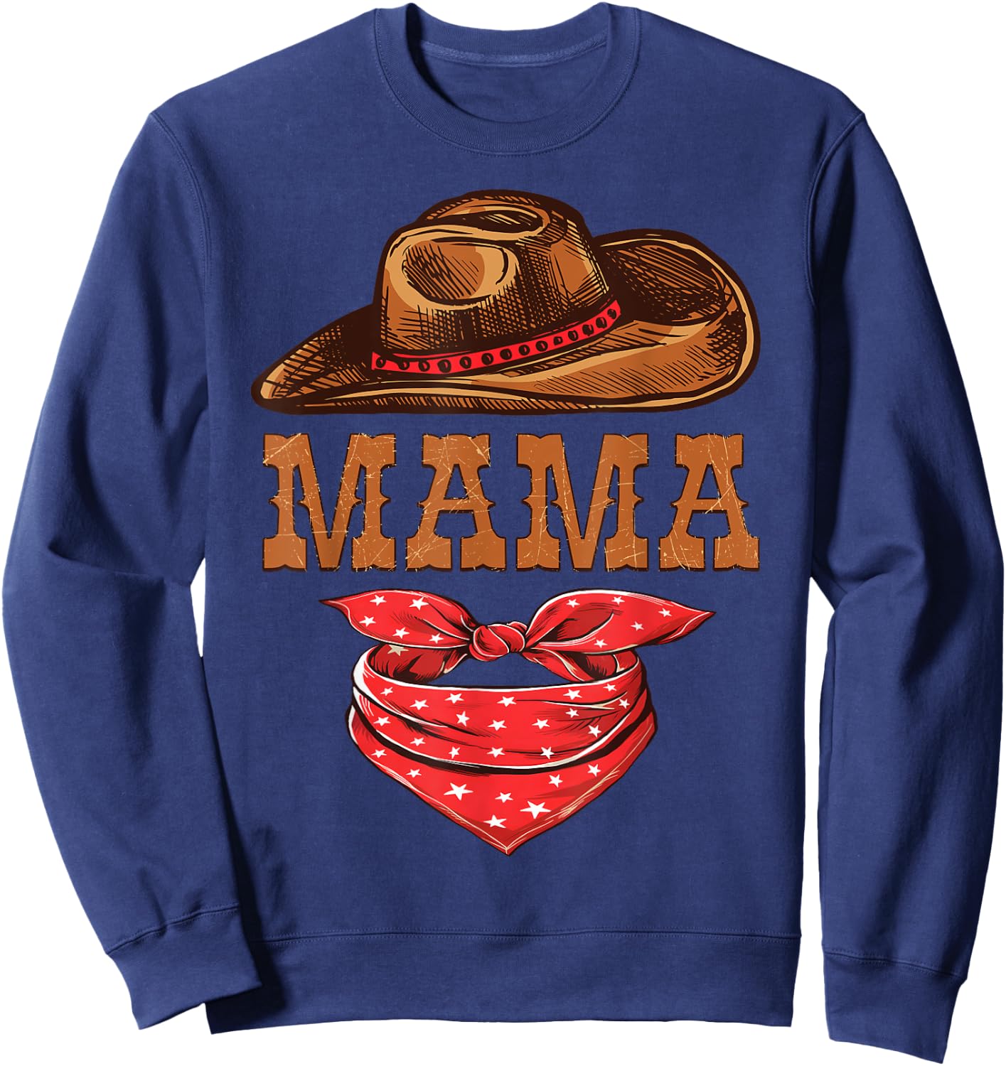 Mama Western Birthday Cowboy Cowgirl Family Matching Sweatshirt - Sweatshirt | Navy