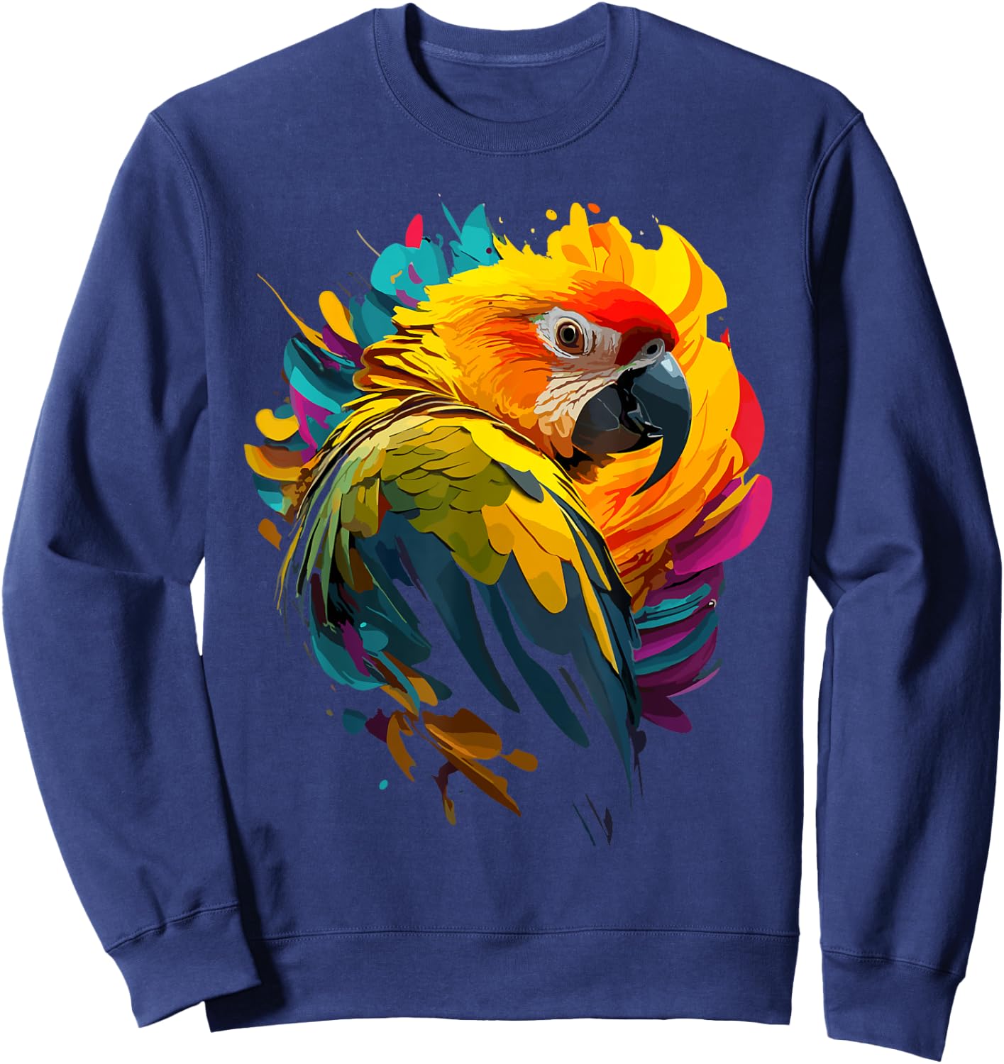 Watercolour Parrot , Kids - Colourful Macaw Parrot Sweatshirt - Sweatshirt | Navy