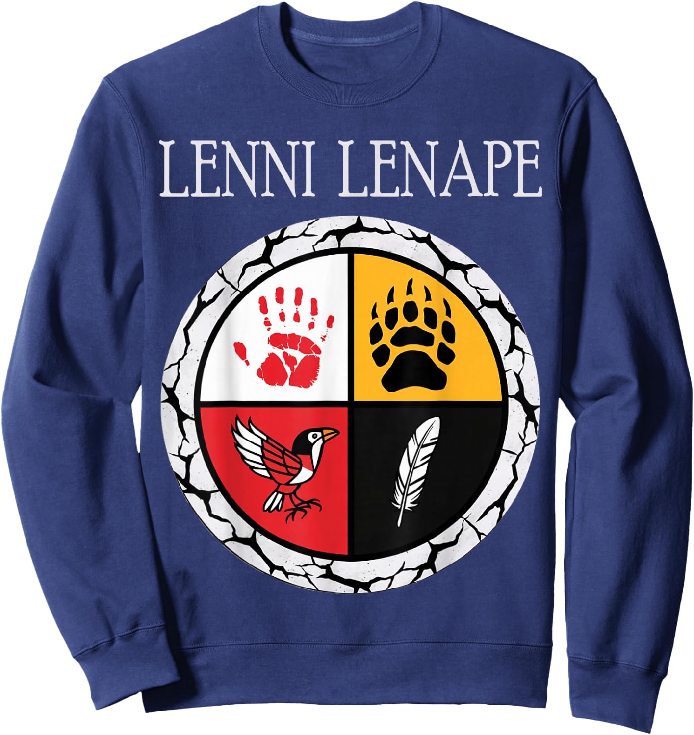 Lenni Lenape Delaware Native American Medicine Wheel Sweatshirt - Sweatshirt | Navy