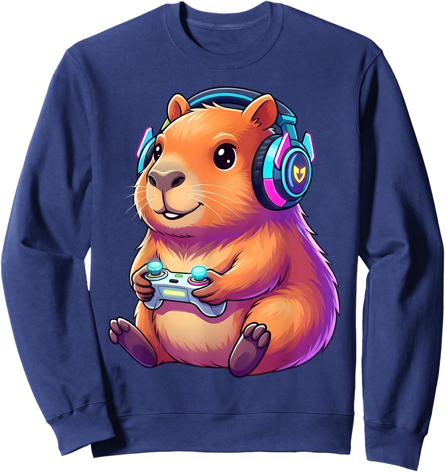 Drôle de Capybara Gamer Mignon Jeu Vidéo Capybara Animal Design Sweatshirt - Sweatshirt | Navy