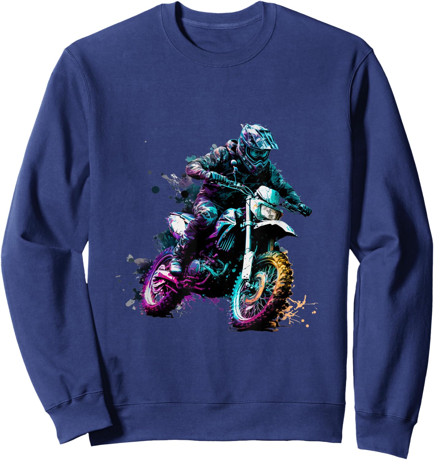 Cool Motocross Supermoto Driver Motorcycle , black Sweatshirt - Sweatshirt | Navy
